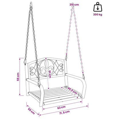 Schaukelbank Stahl 71,5 x 59 x 55 cm Antik Weiß