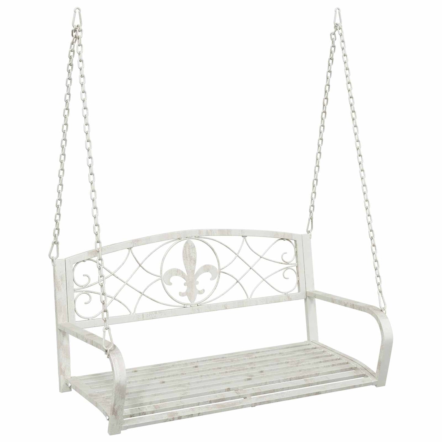 Schaukelbank Stahl 110,5 x 59 x 55 cm Antik Weiß