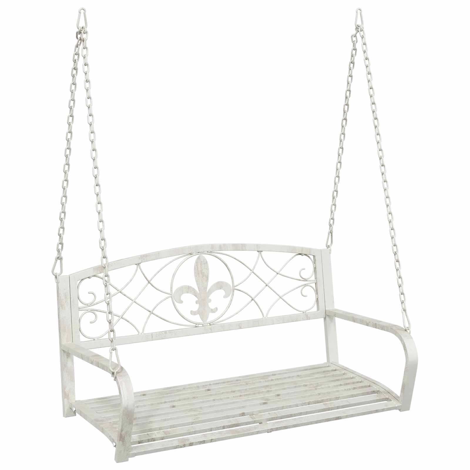 Schaukelbank Stahl 110,5 x 59 x 55 cm Antik Weiß