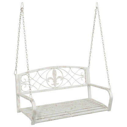 Schaukelbank Stahl 110,5 x 59 x 55 cm Antik Weiß