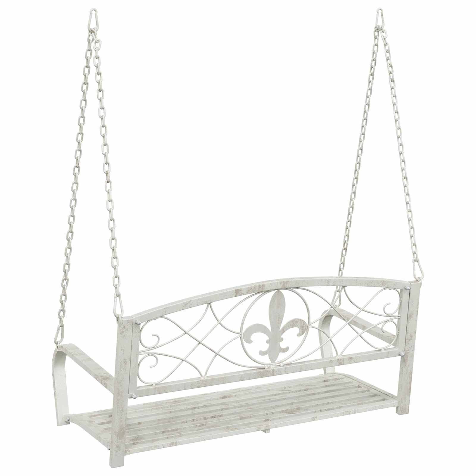 Schaukelbank Stahl 110,5 x 59 x 55 cm Antik Weiß