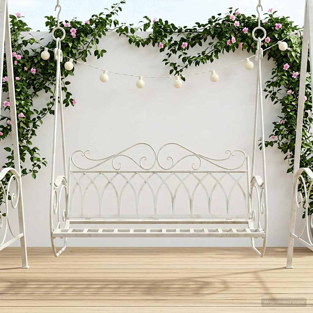 Schaukelbank Stahl 112 x 60 x 126,5 cm Antik Weiß