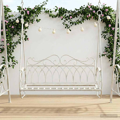 Schaukelbank Stahl 112 x 60 x 126,5 cm Antik Weiß