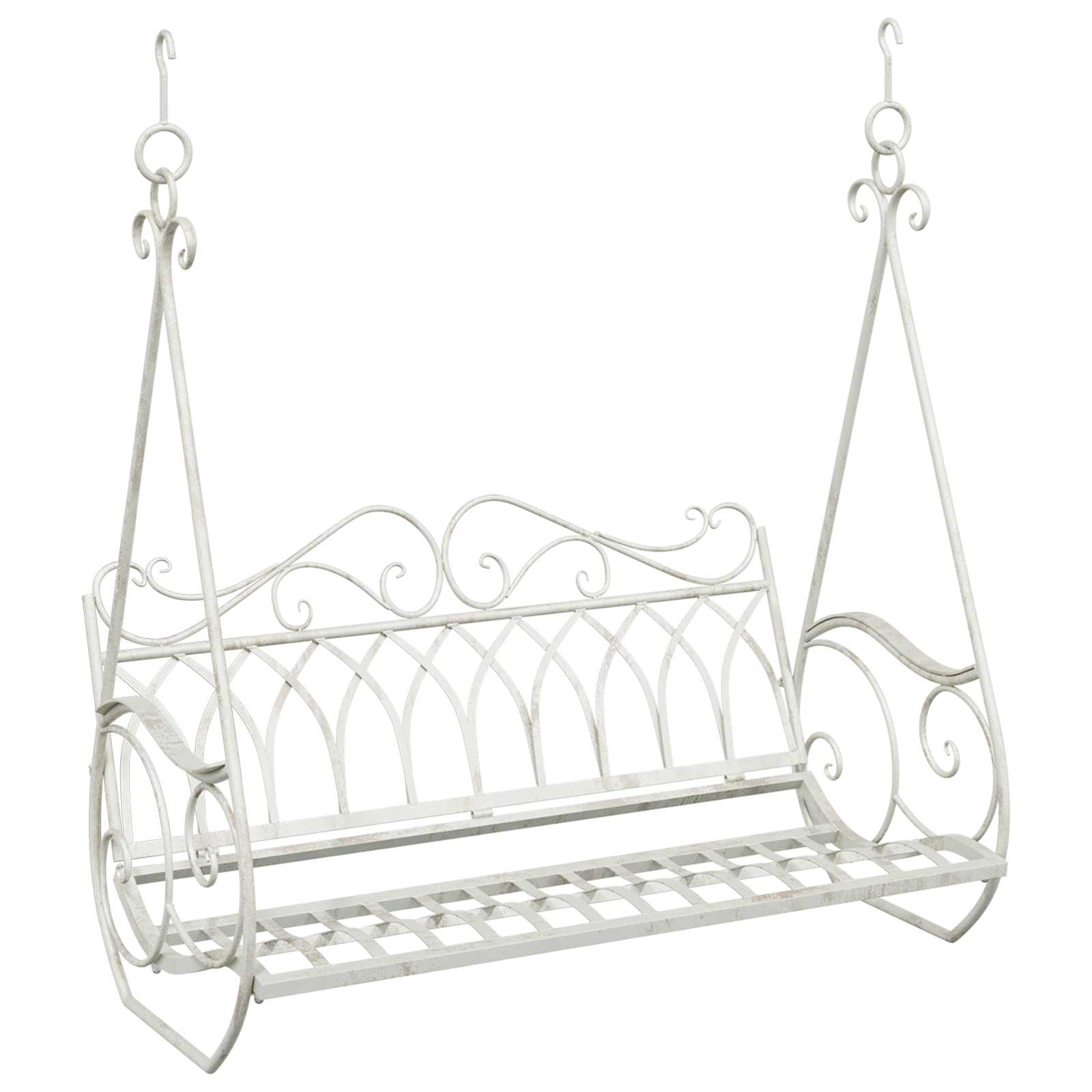 Schaukelbank Stahl 112 x 60 x 126,5 cm Antik Weiß