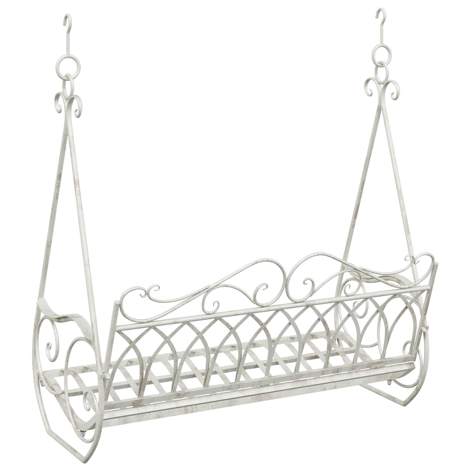 Schaukelbank Stahl 112 x 60 x 126,5 cm Antik Weiß