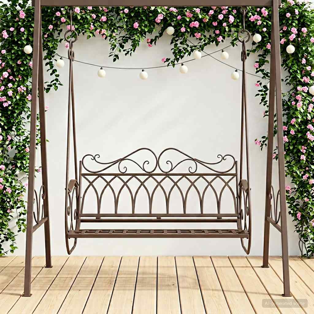 Schaukelbank Stahl 112 x 60 x 126,5 cm Antikbraun