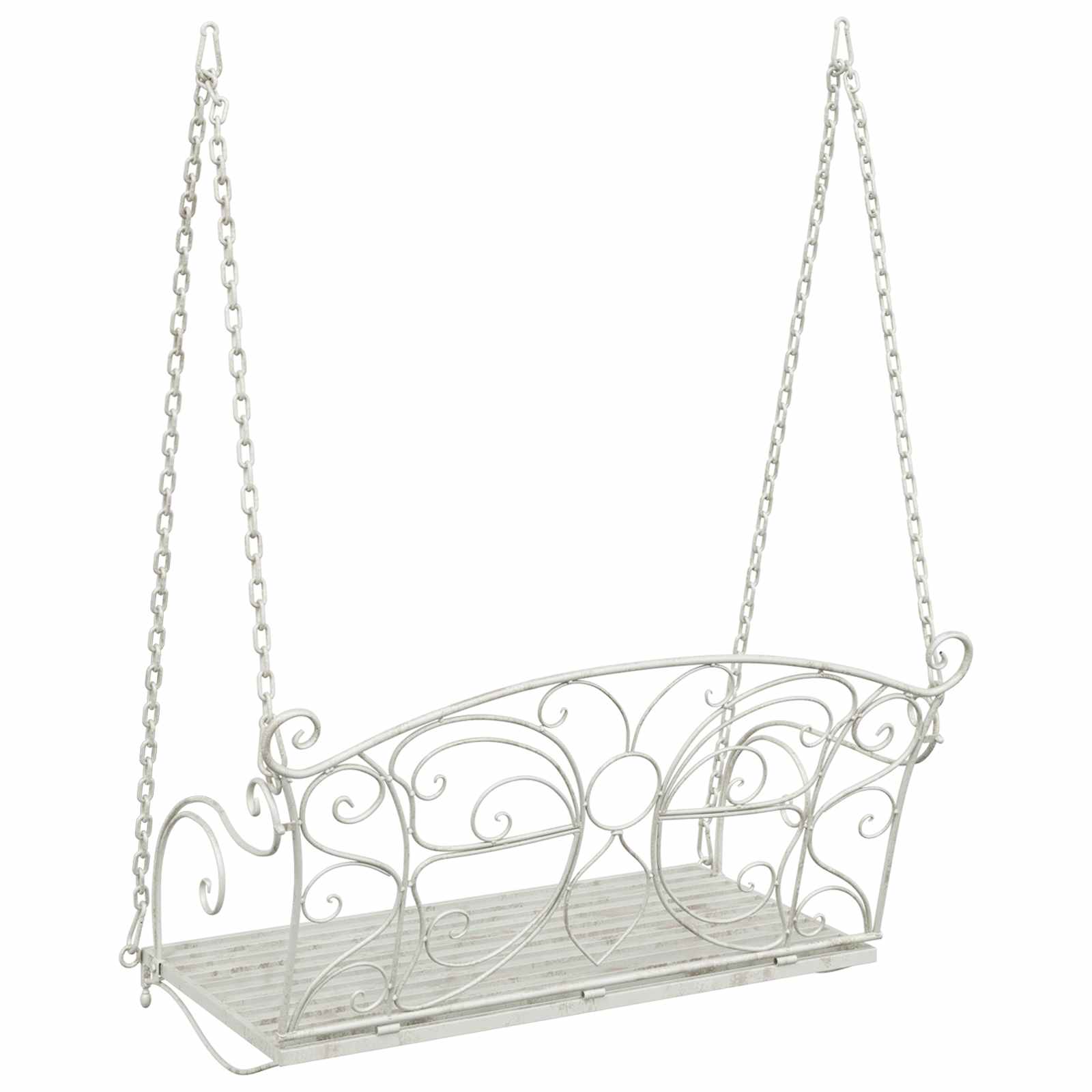 Schaukelbank Stahl 105,5 x 61 x 56 cm Antik Weiß