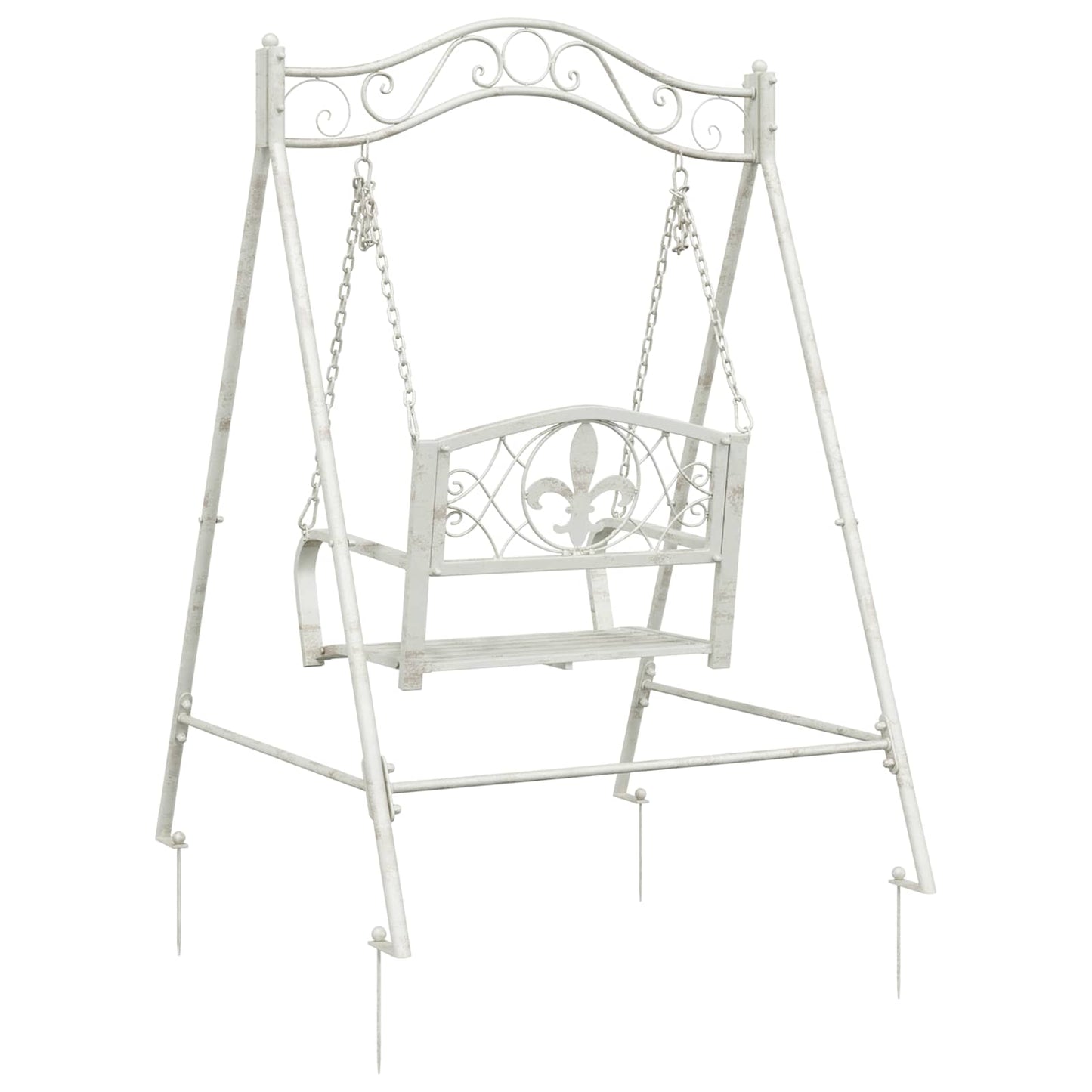 Schaukelbank Stahl 113 x 121,5 x 168 cm Antik Weiß