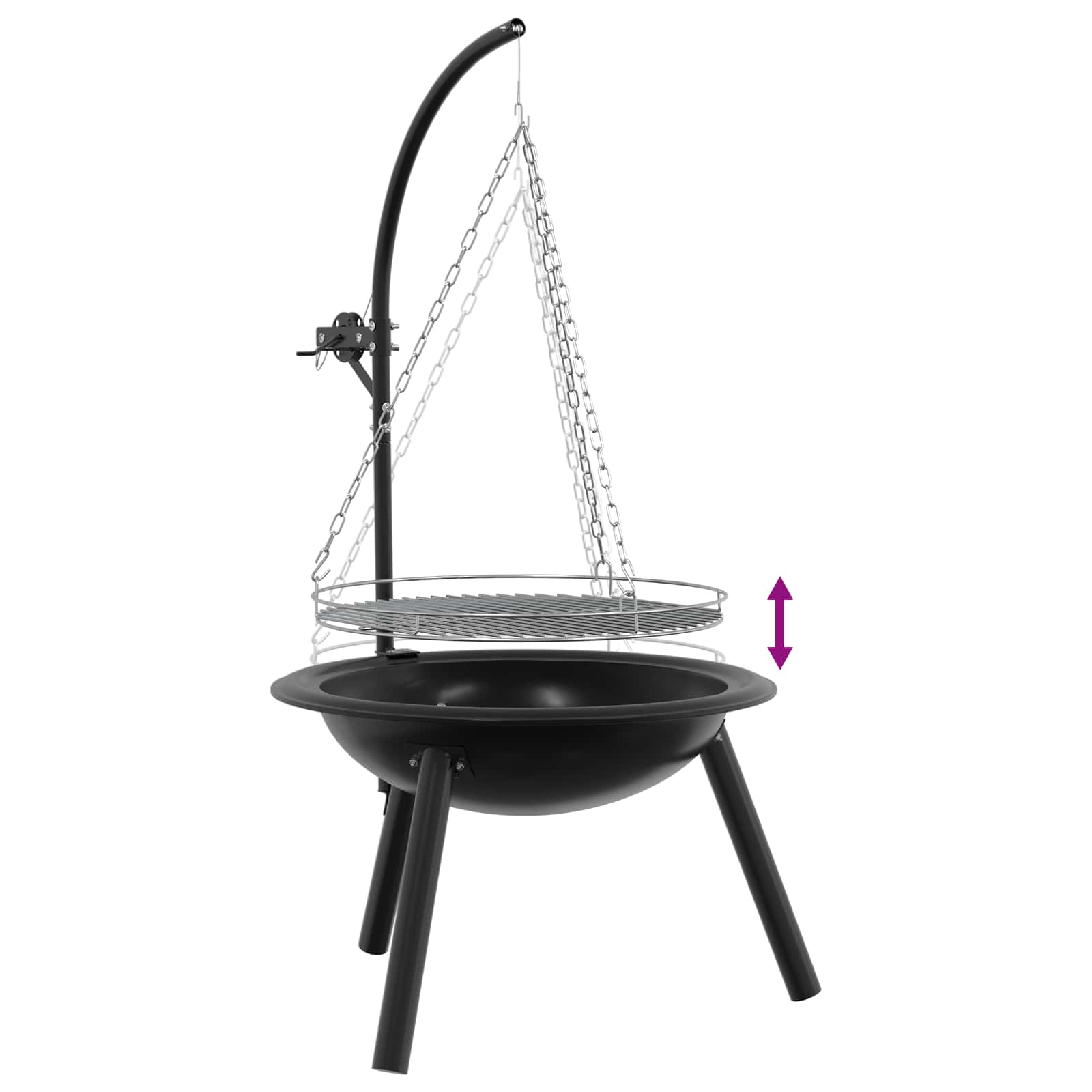 Feuerschale mit höhenverstellbarem Grillrost ⌀55,5 x 107,5 cm