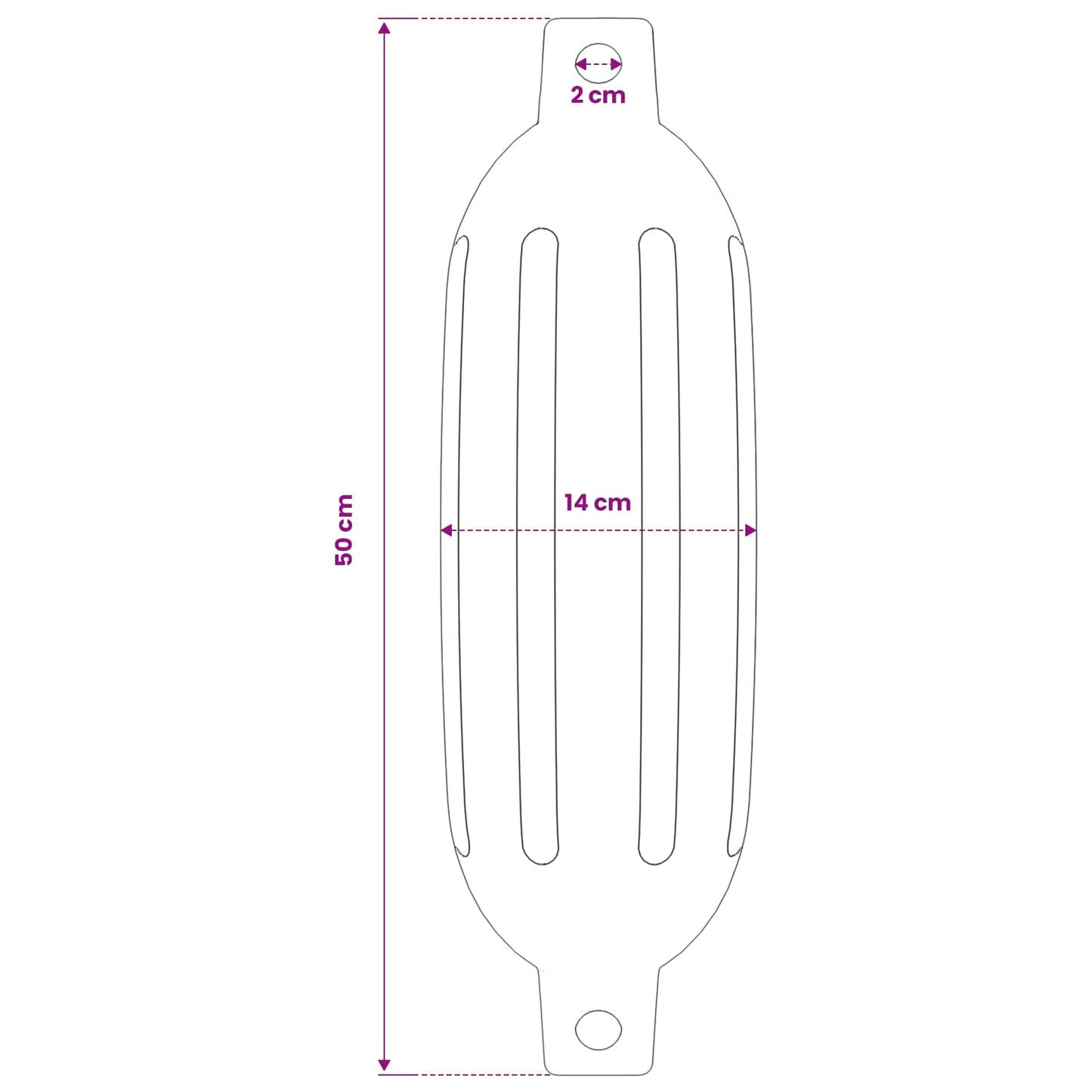 Bootsfender 2 Stk. Ø 14 x 50 cm Weiß PVC