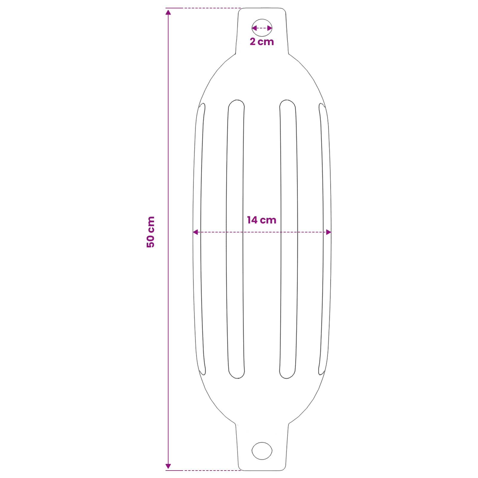 Bootsfender 2 Stk. Ø 14 x 50 cm Weiß PVC