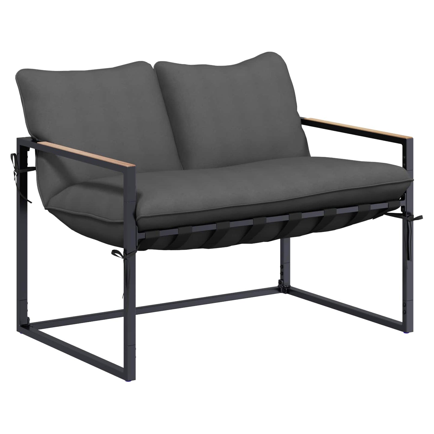 Gartensofa-set Schwarz und Anthrazit Stahl