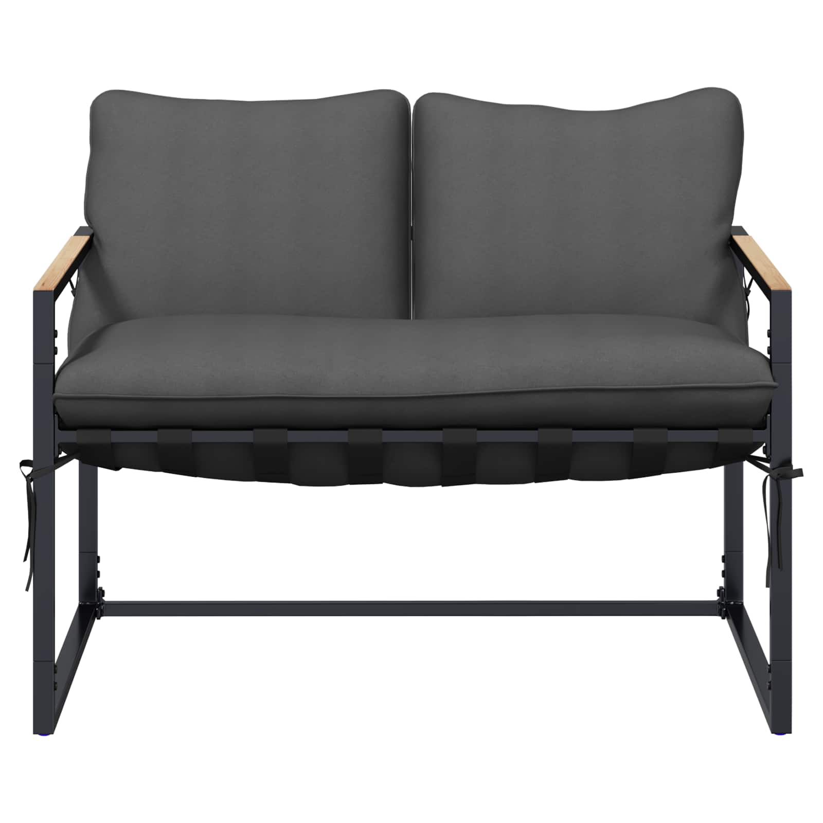 Gartensofa-set Schwarz und Anthrazit Stahl