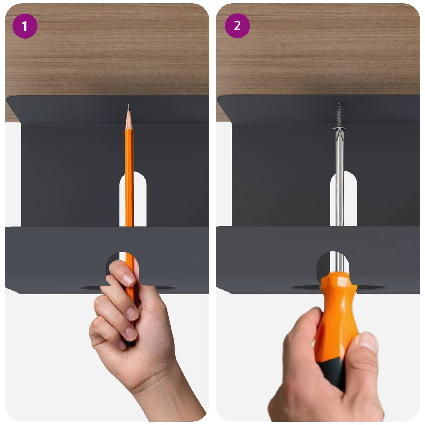 Unter dem Schreibtisch Kabelmanagement Tray 2 Stk. Anthrazit