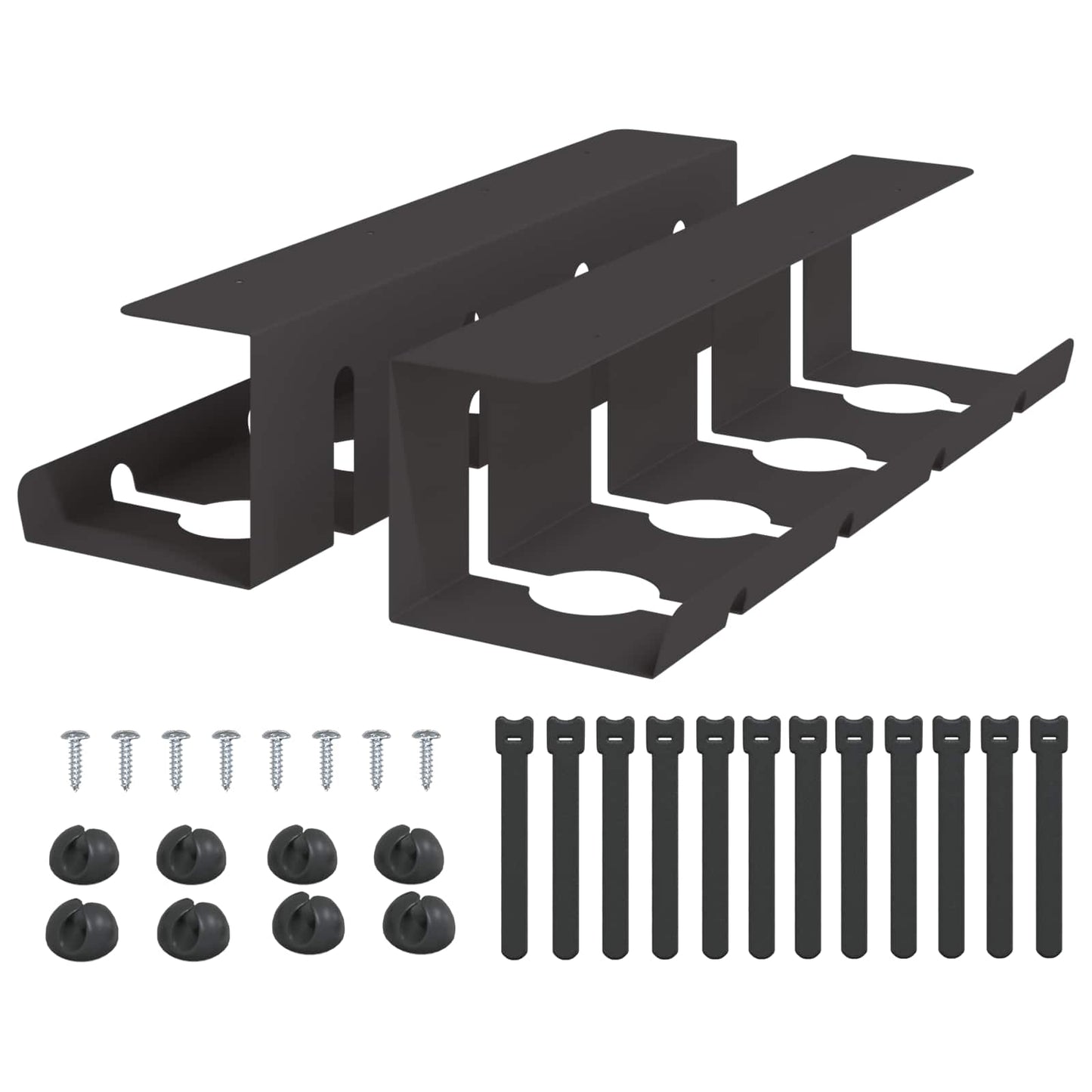 Unter dem Schreibtisch Kabelmanagement Tray 2 Stk. Schwarz