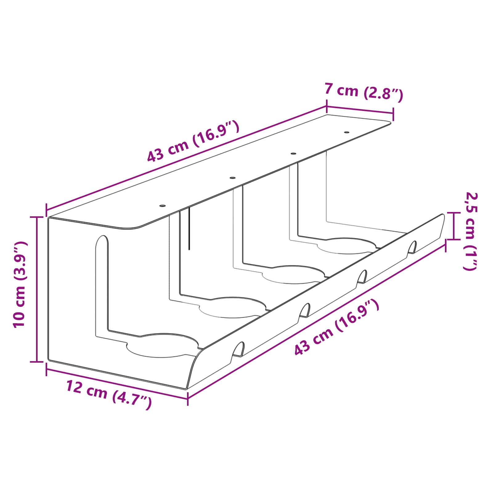 Unter dem Schreibtisch Kabelmanagement Tray 2 Stk. Schwarz