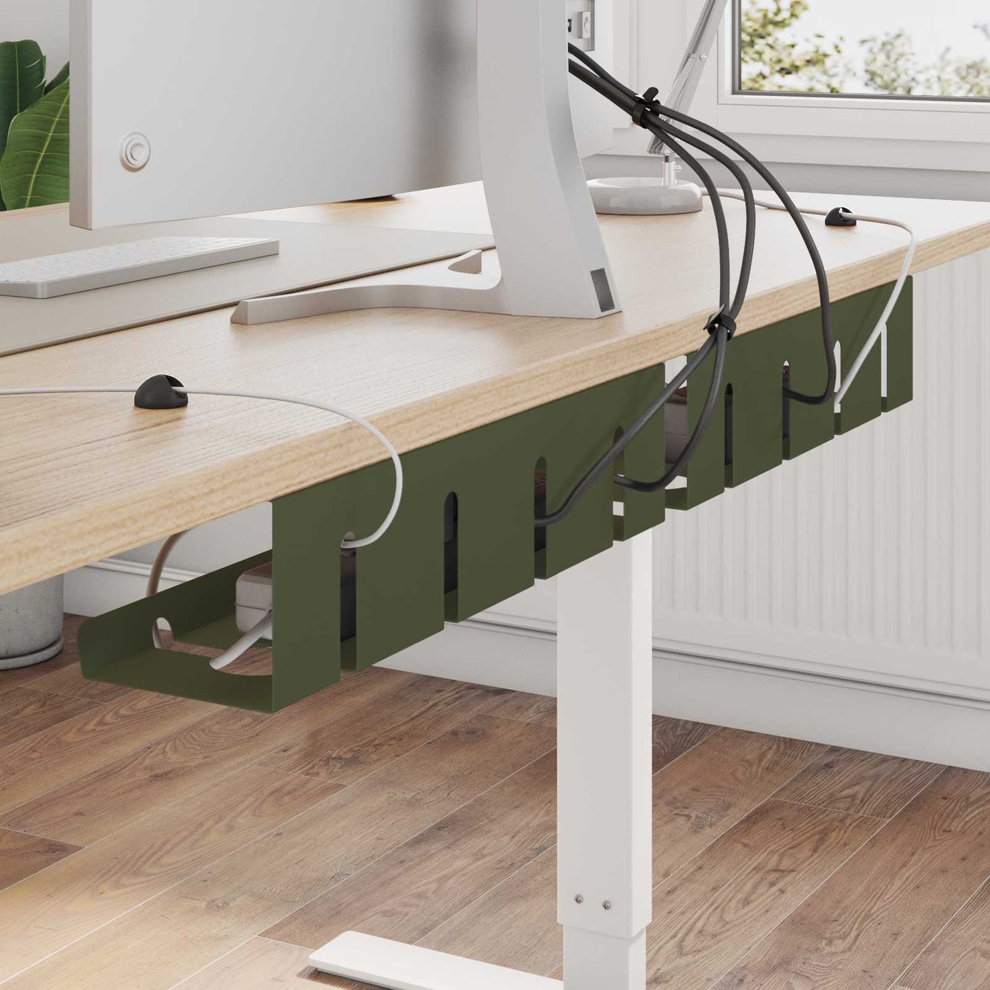 Unter dem Schreibtisch Kabelmanagement Tray 2 Stk. Olivgrün