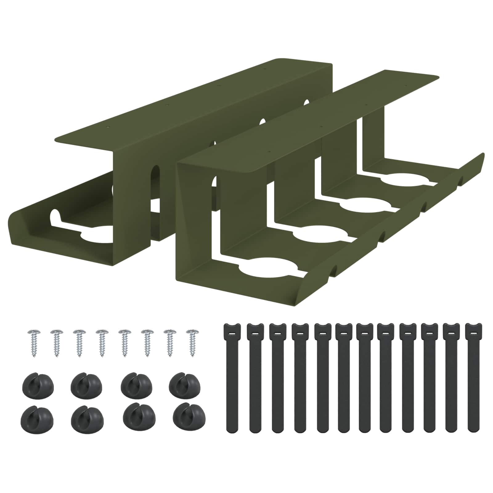 Unter dem Schreibtisch Kabelmanagement Tray 2 Stk. Olivgrün