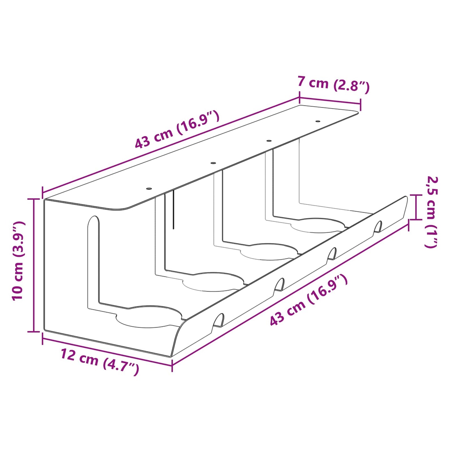 Unter dem Schreibtisch Kabelmanagement Tray 2 Stk. Weiß