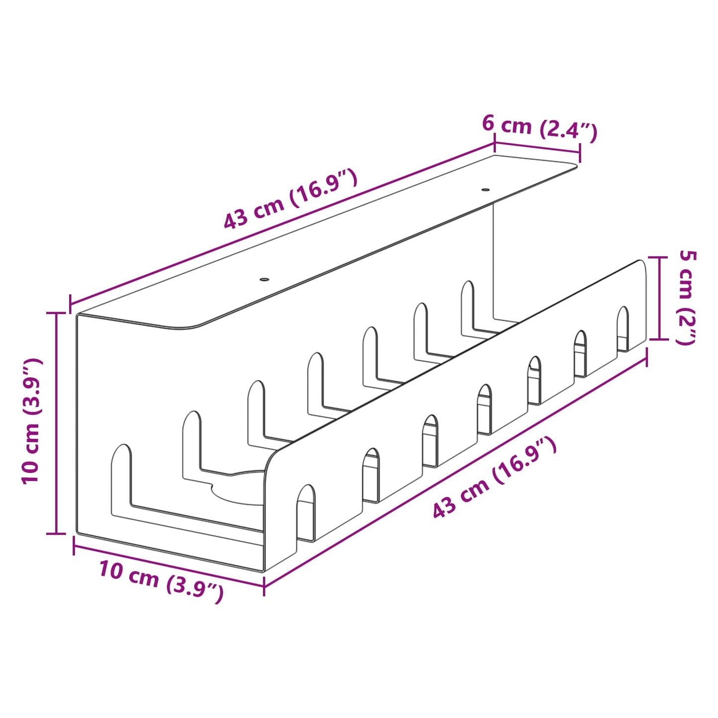 Unter dem Schreibtisch Kabelmanagement Tray 2 Stk. Anthrazit