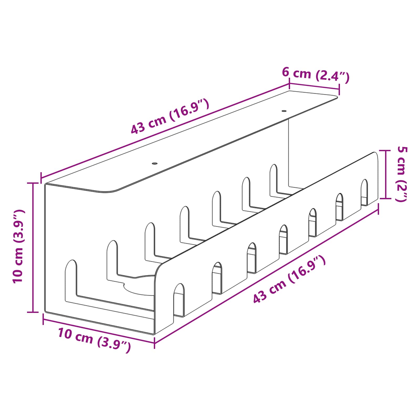 Unter dem Schreibtisch Kabelmanagement Tray 2 Stk. Anthrazit