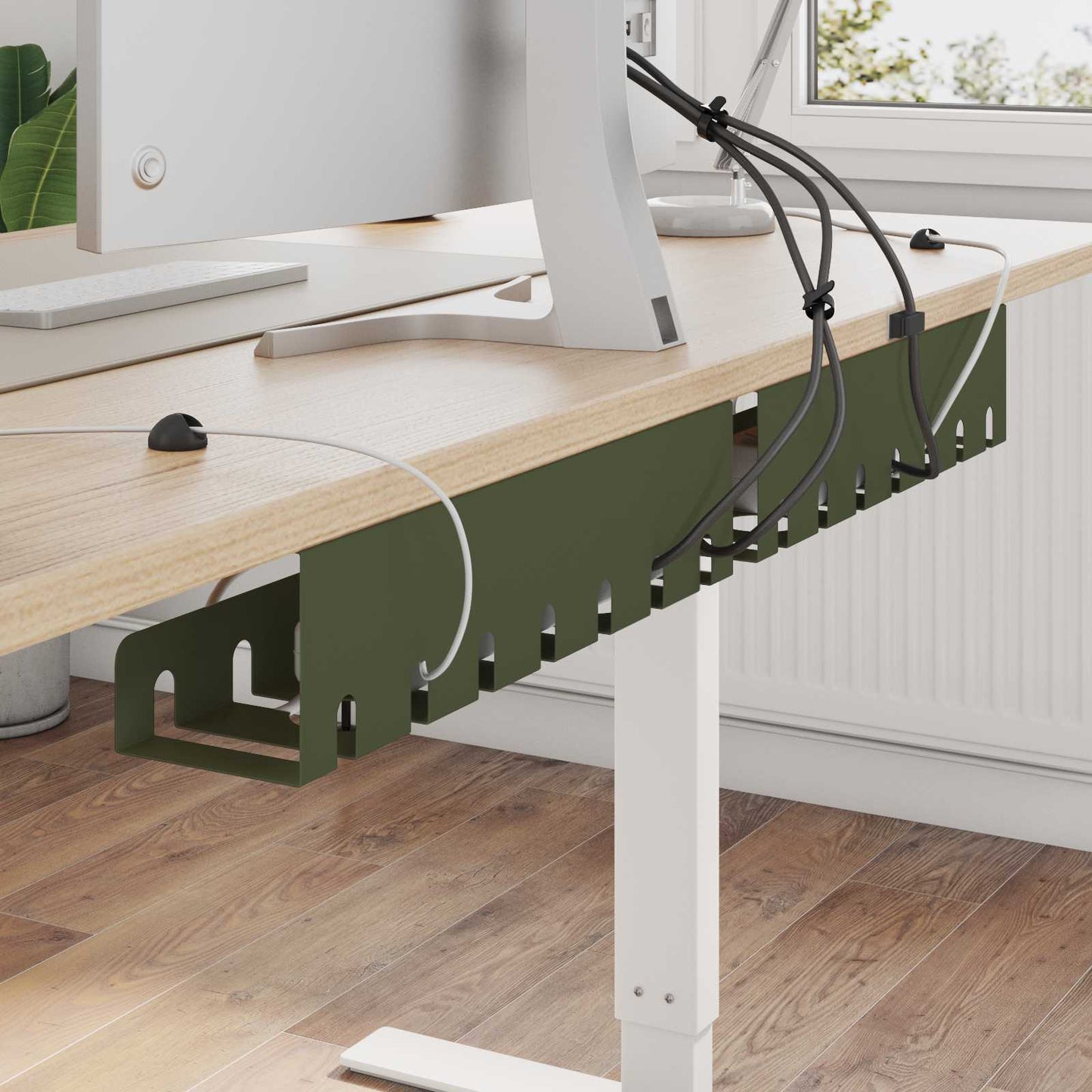 Unter dem Schreibtisch Kabelmanagement Tray 2 Stk. Olivgrün