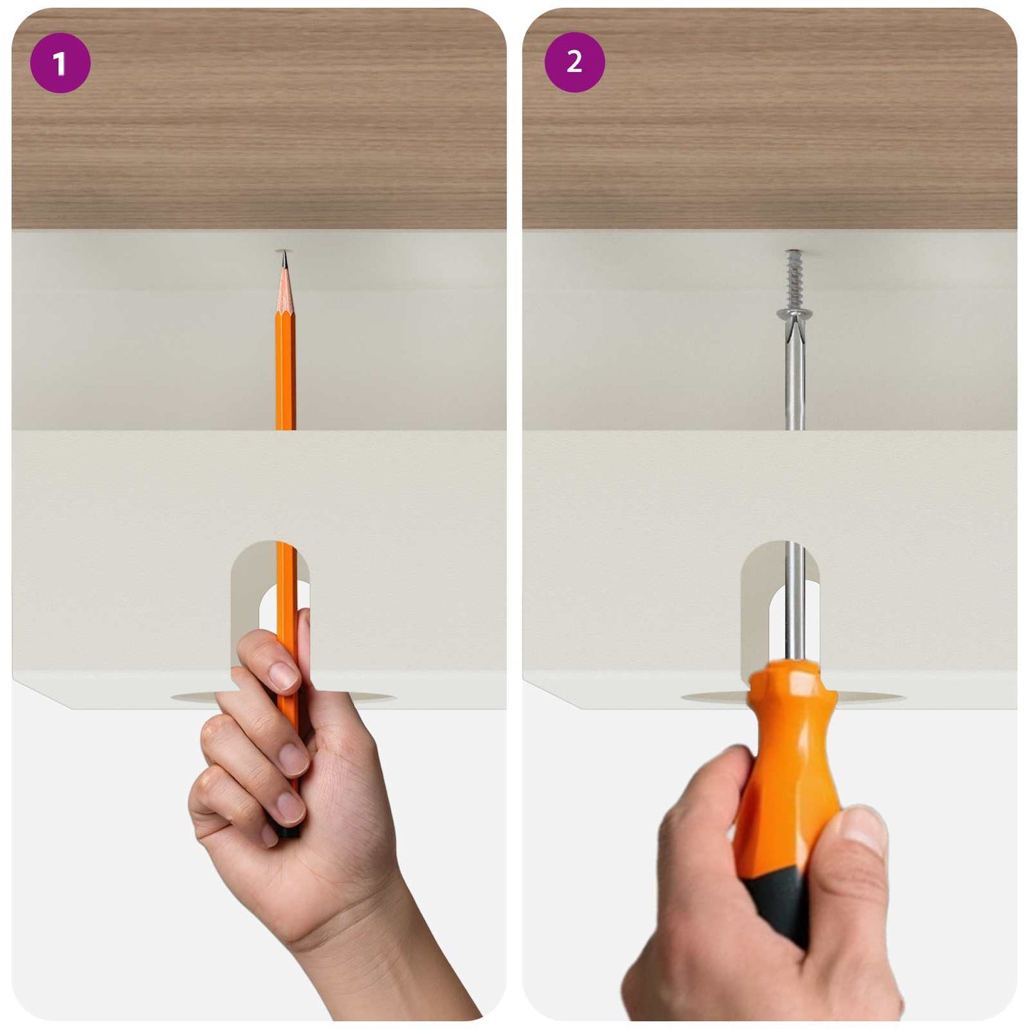 Unter dem Schreibtisch Kabelmanagement Tray 2 Stk. Weiß
