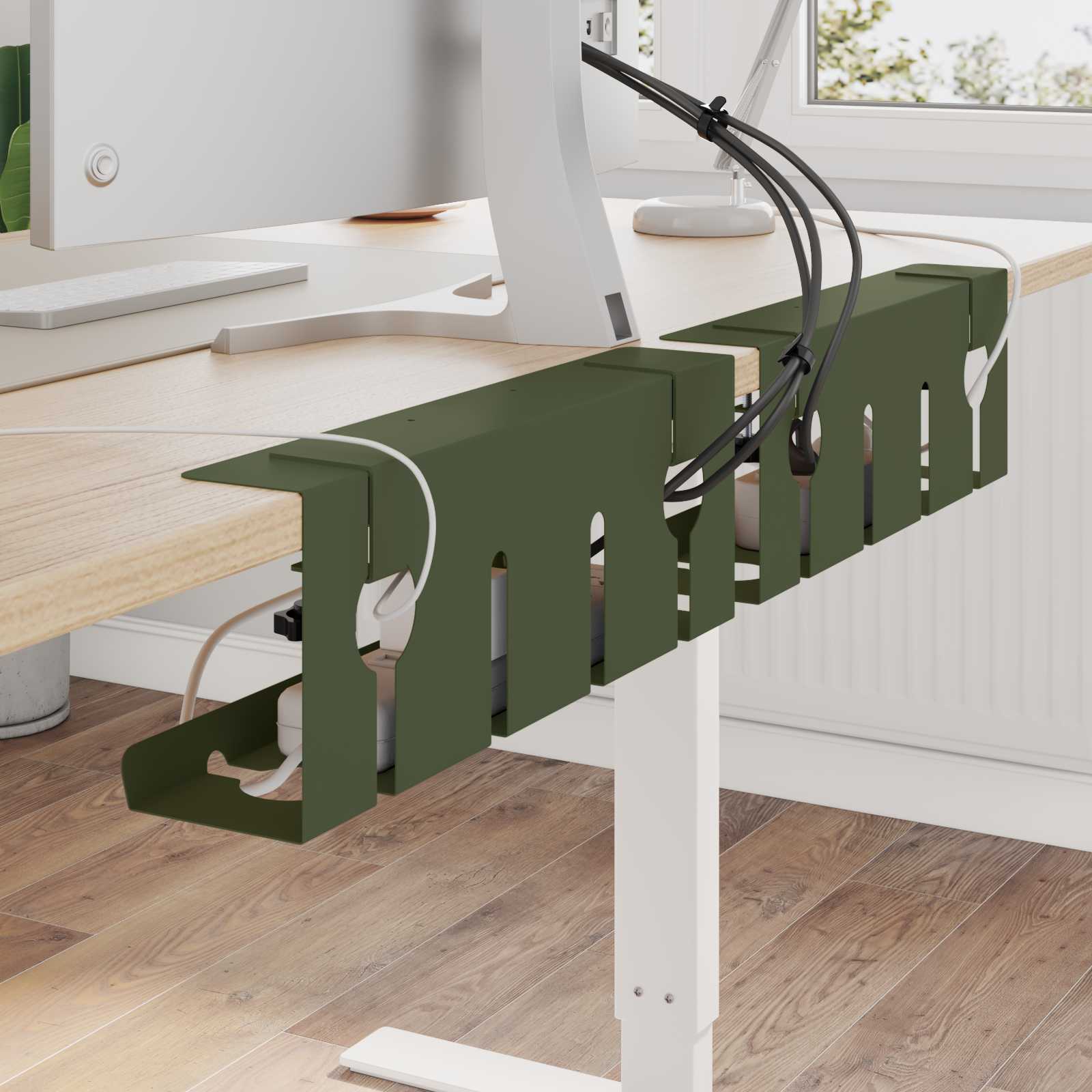 Unter dem Schreibtisch Kabelmanagement Tray 2 Stk. Olivgrün
