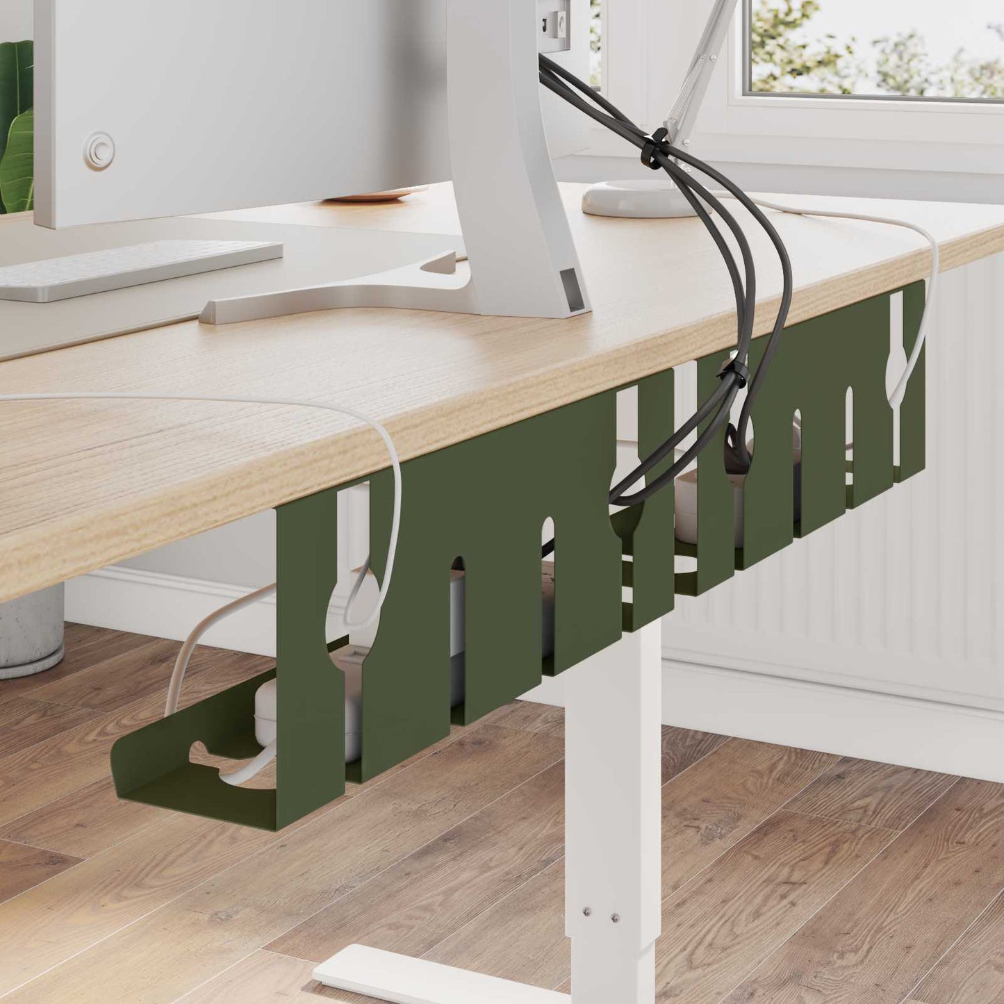 Unter dem Schreibtisch Kabelmanagement Tray 2 Stk. Olivgrün