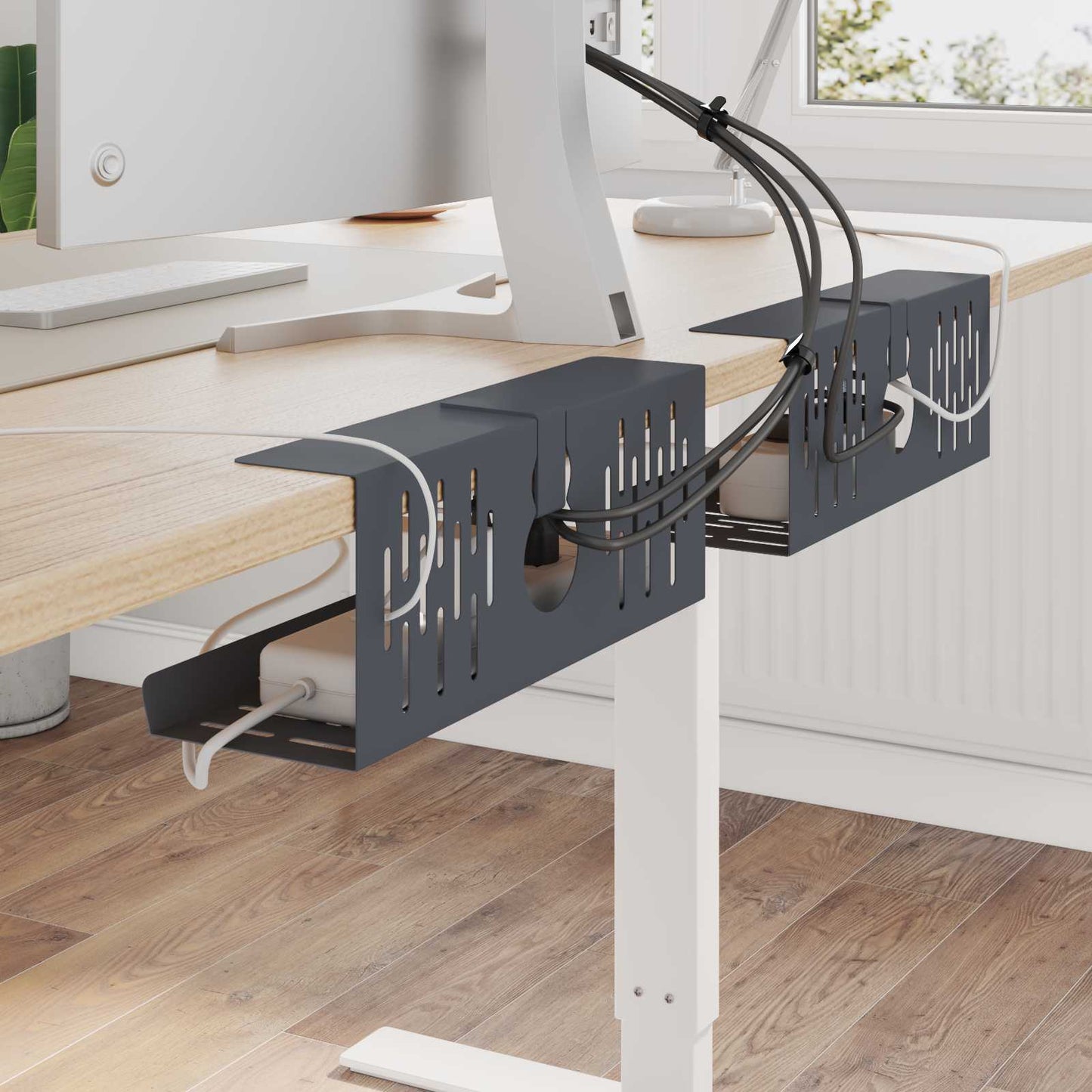 Unter dem Schreibtisch Kabelmanagement Tray 2 Stk. Anthrazit