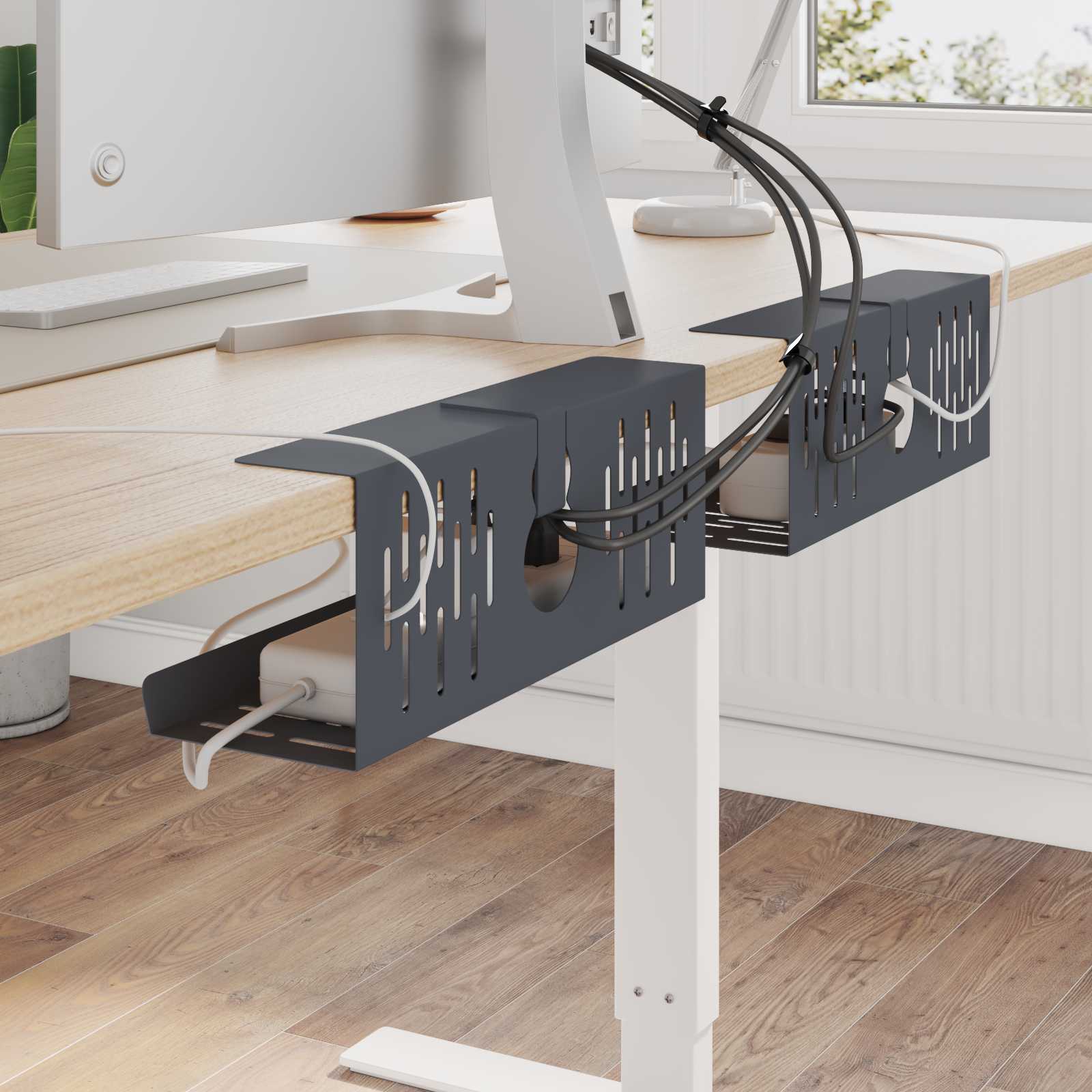 Unter dem Schreibtisch Kabelmanagement Tray 2 Stk. Anthrazit