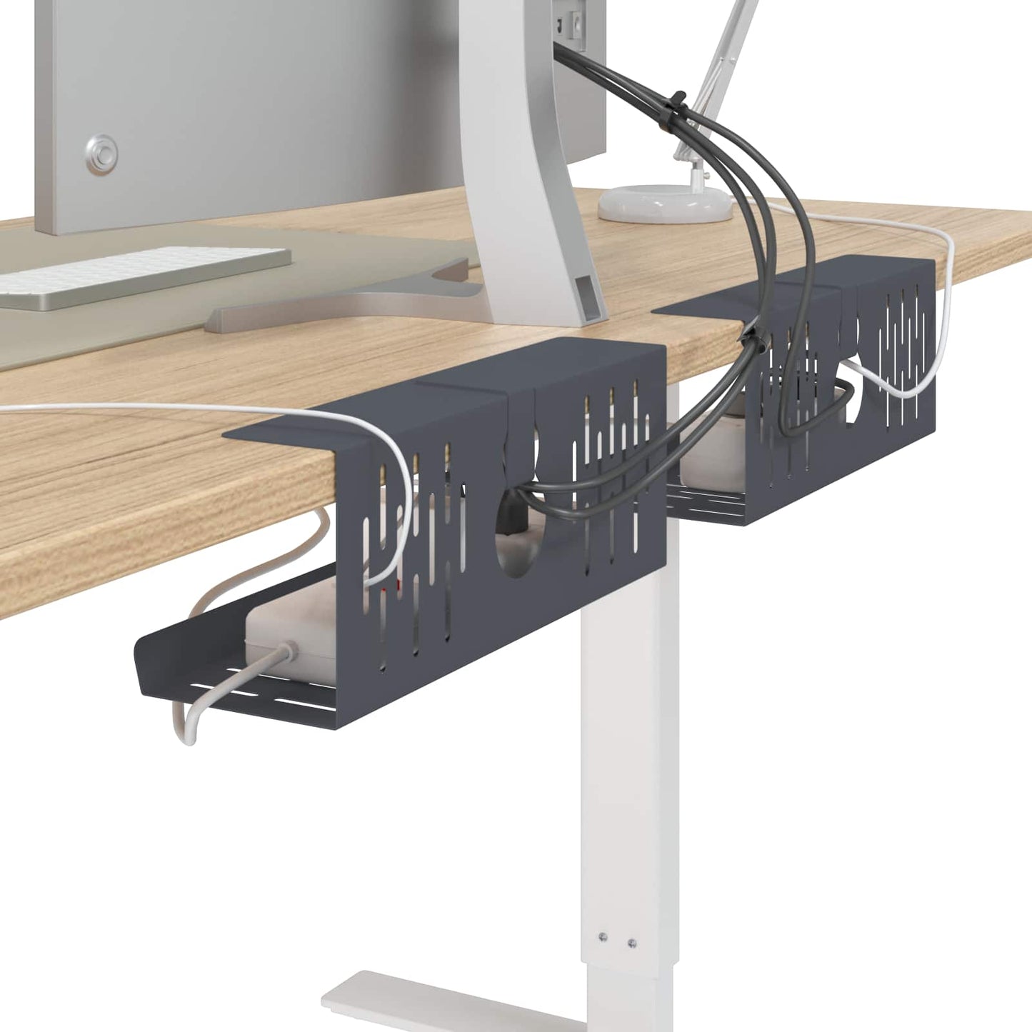Unter dem Schreibtisch Kabelmanagement Tray 2 Stk. Anthrazit