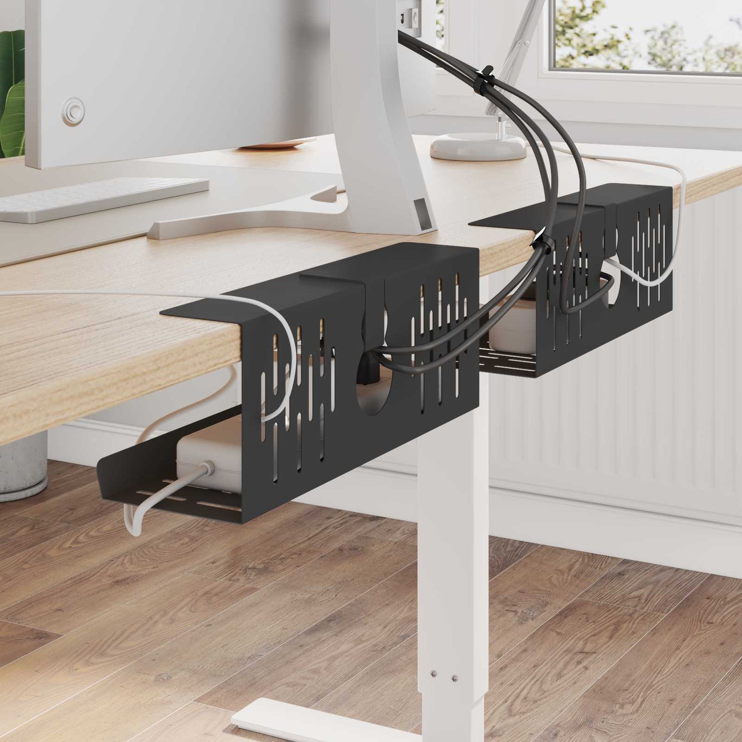 Unter dem Schreibtisch Kabelmanagement Tray 2 Stk. Schwarz