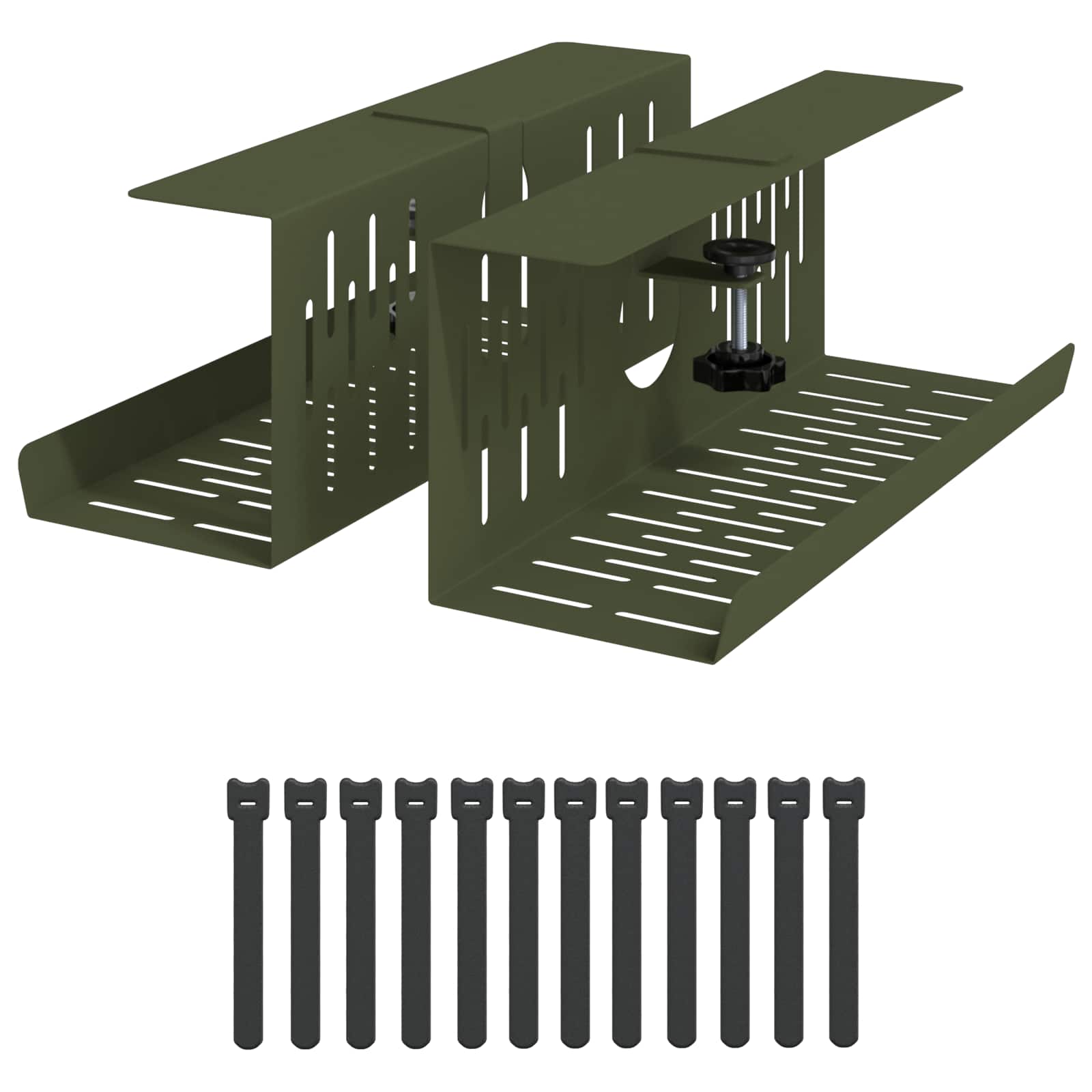 Unter dem Schreibtisch Kabelmanagement Tray 2 Stk. Olivgrün