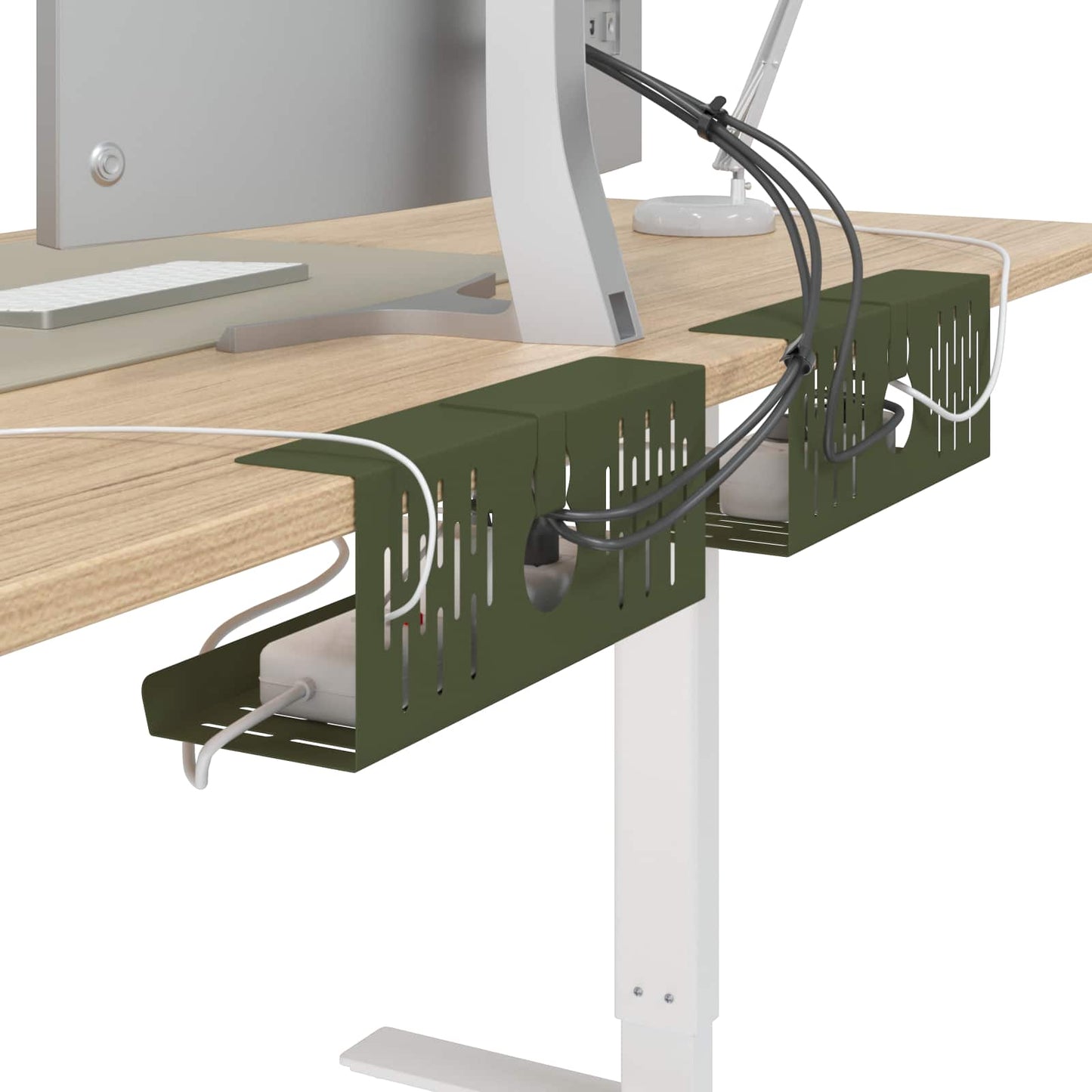 Unter dem Schreibtisch Kabelmanagement Tray 2 Stk. Olivgrün