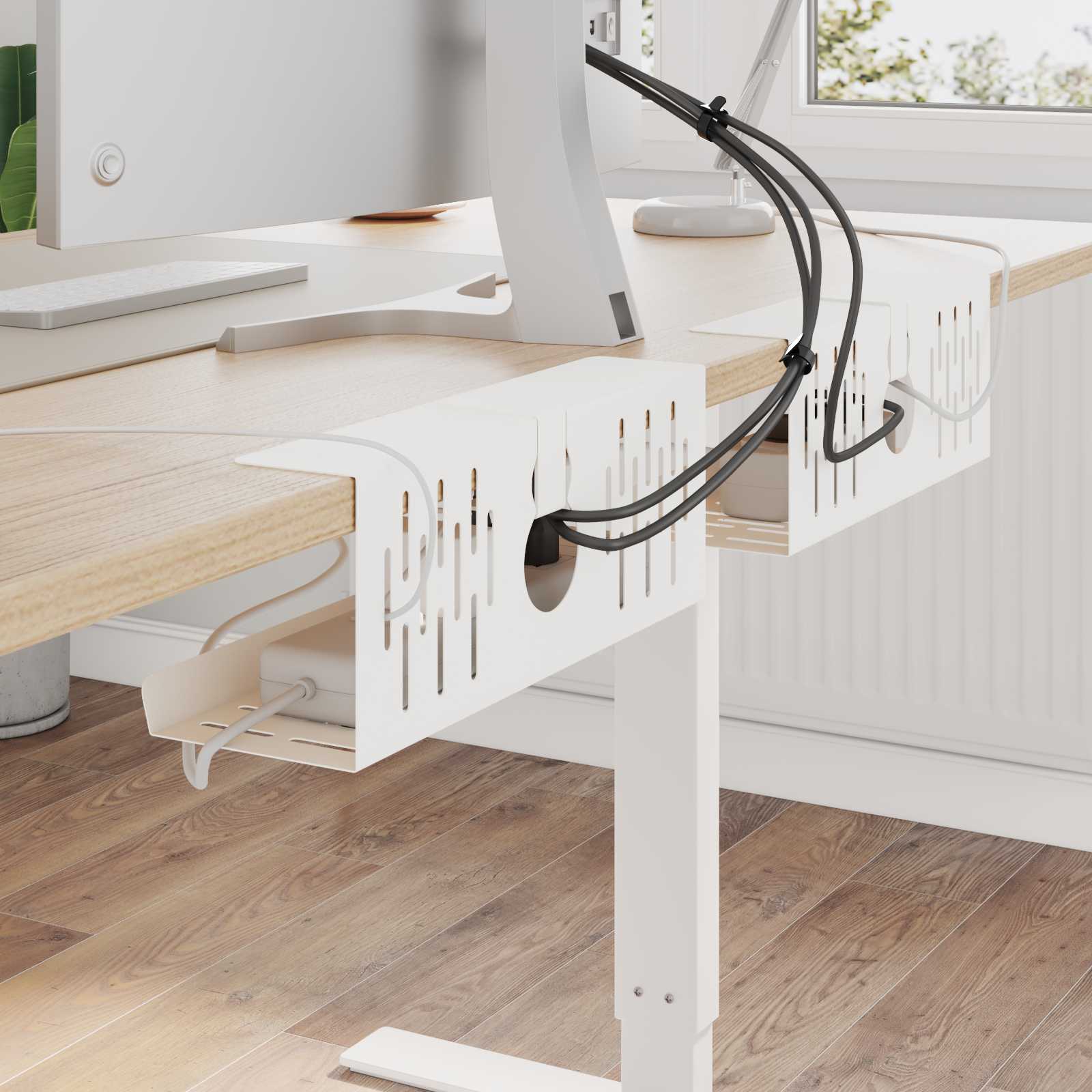 Unter dem Schreibtisch Kabelmanagement Tray 2 Stk. Weiß