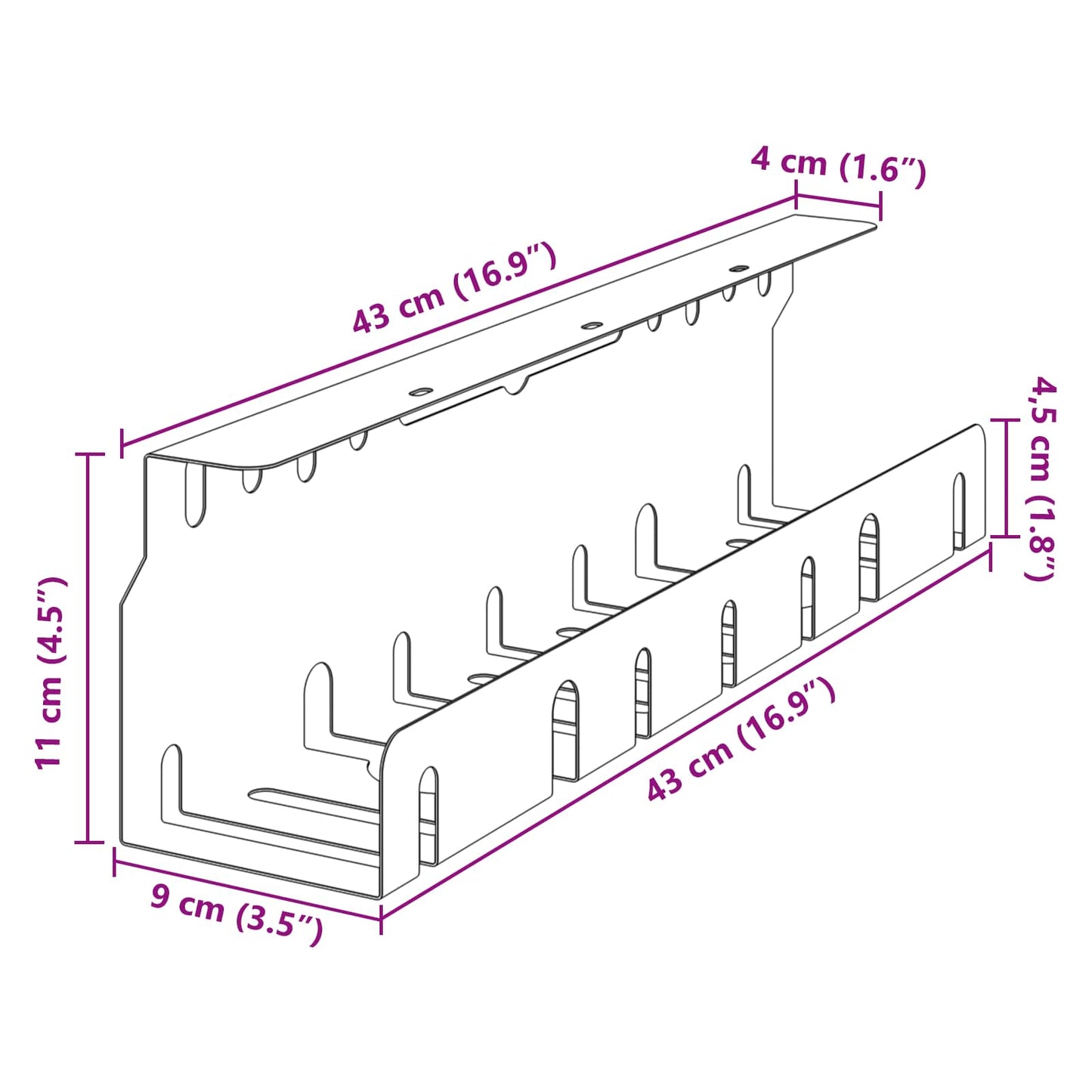 Unter dem Schreibtisch Kabelmanagement Tray 2 Stk. Anthrazit