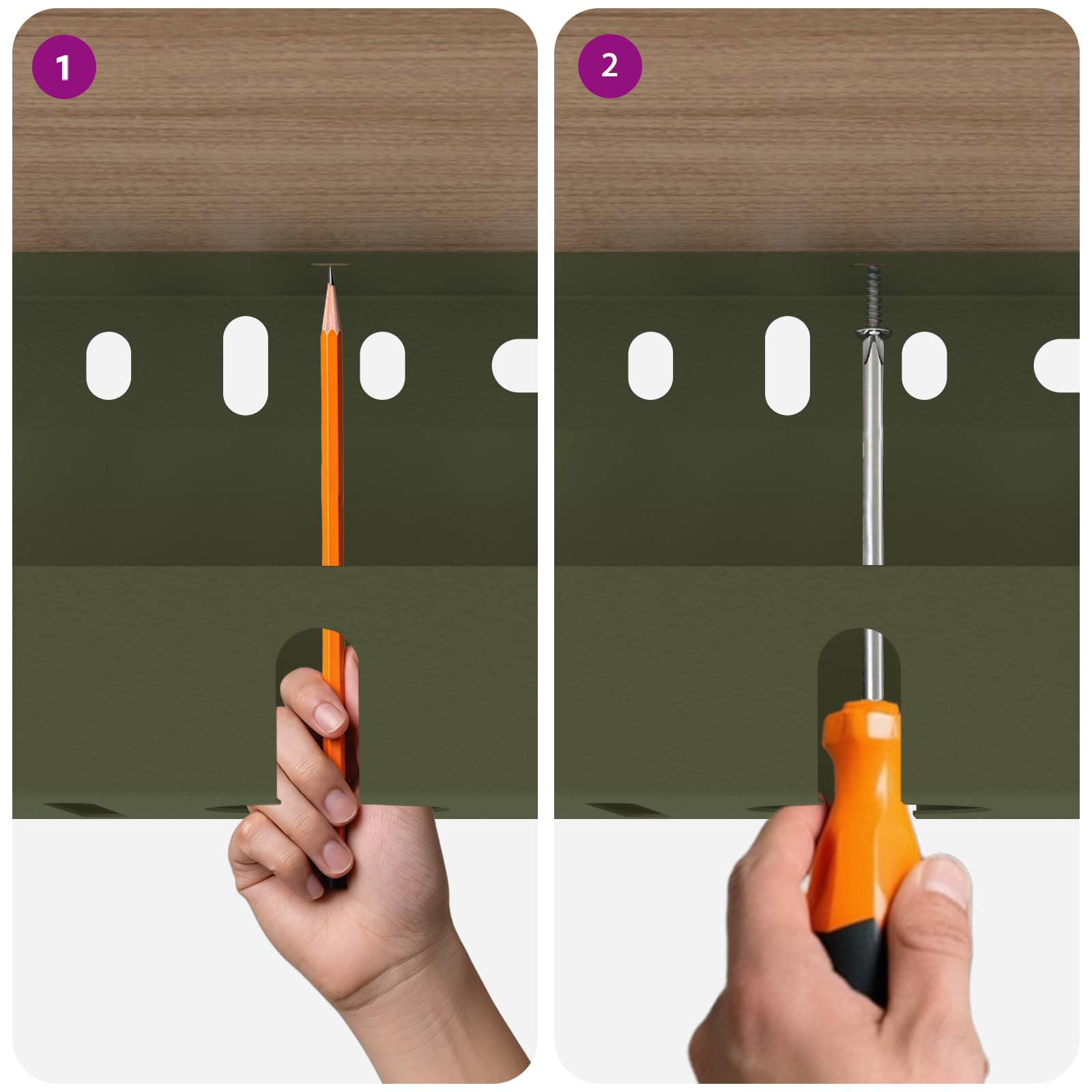 Unter dem Schreibtisch Kabelmanagement Tray 2 Stk. Olivgrün