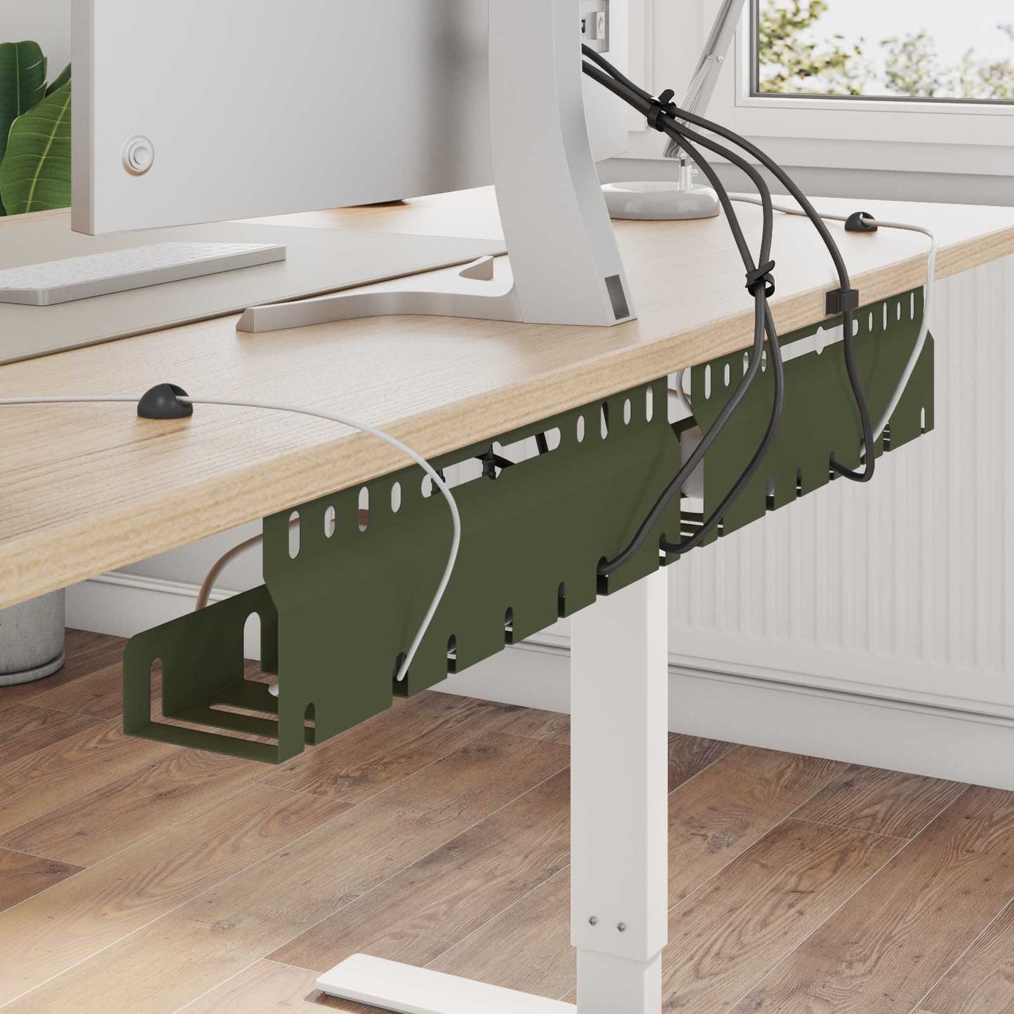 Unter dem Schreibtisch Kabelmanagement Tray 2 Stk. Olivgrün