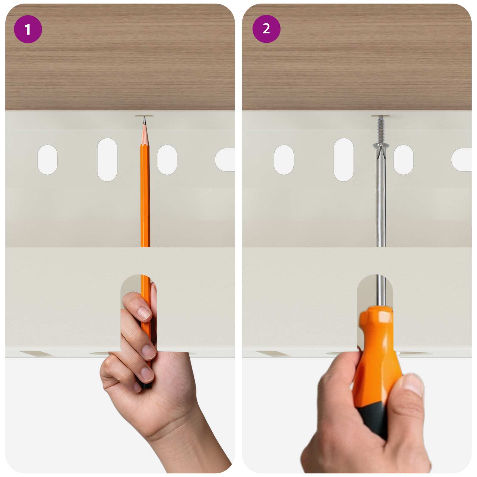 Unter dem Schreibtisch Kabelmanagement Tray 2 Stk. Weiß