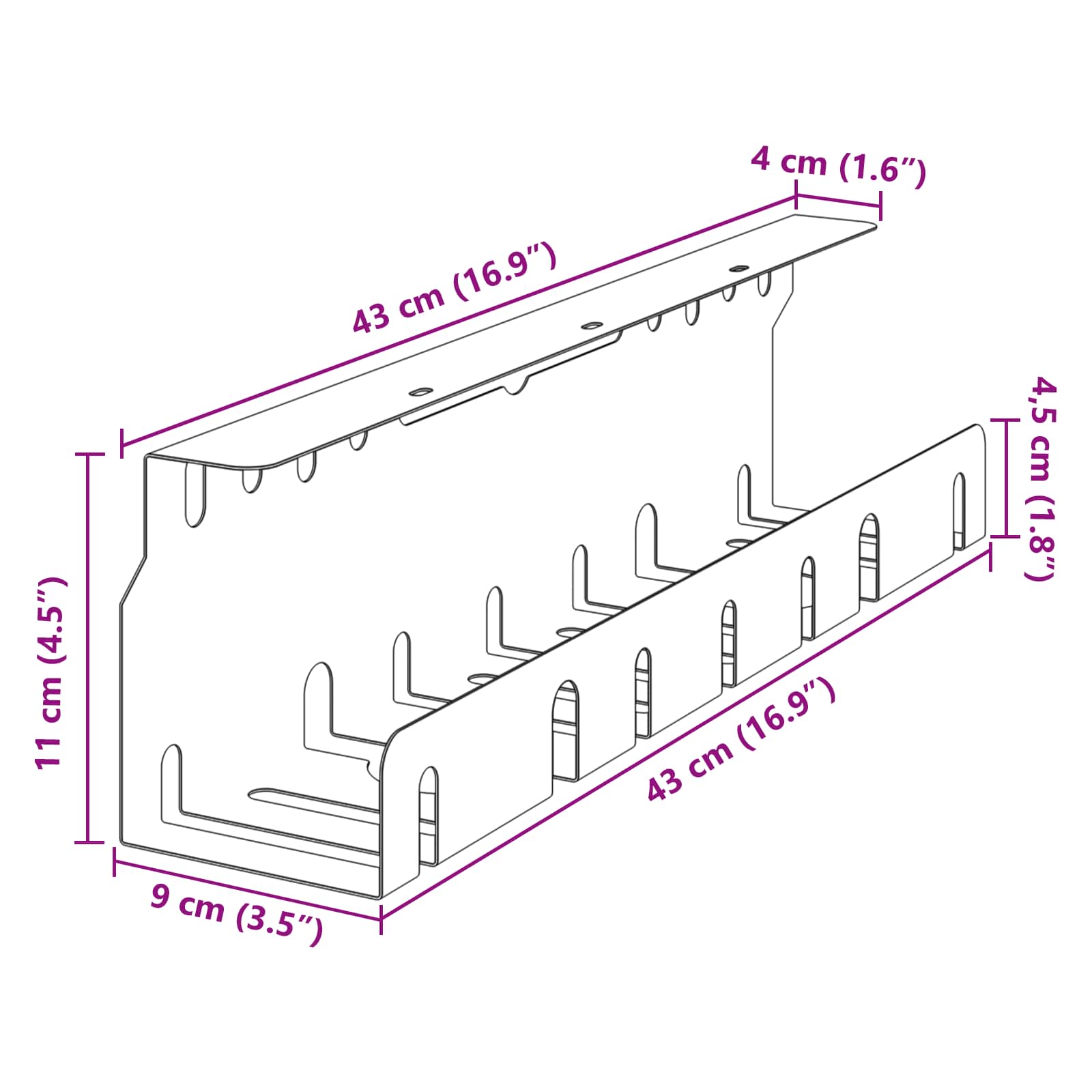 Unter dem Schreibtisch Kabelmanagement Tray 2 Stk. Weiß