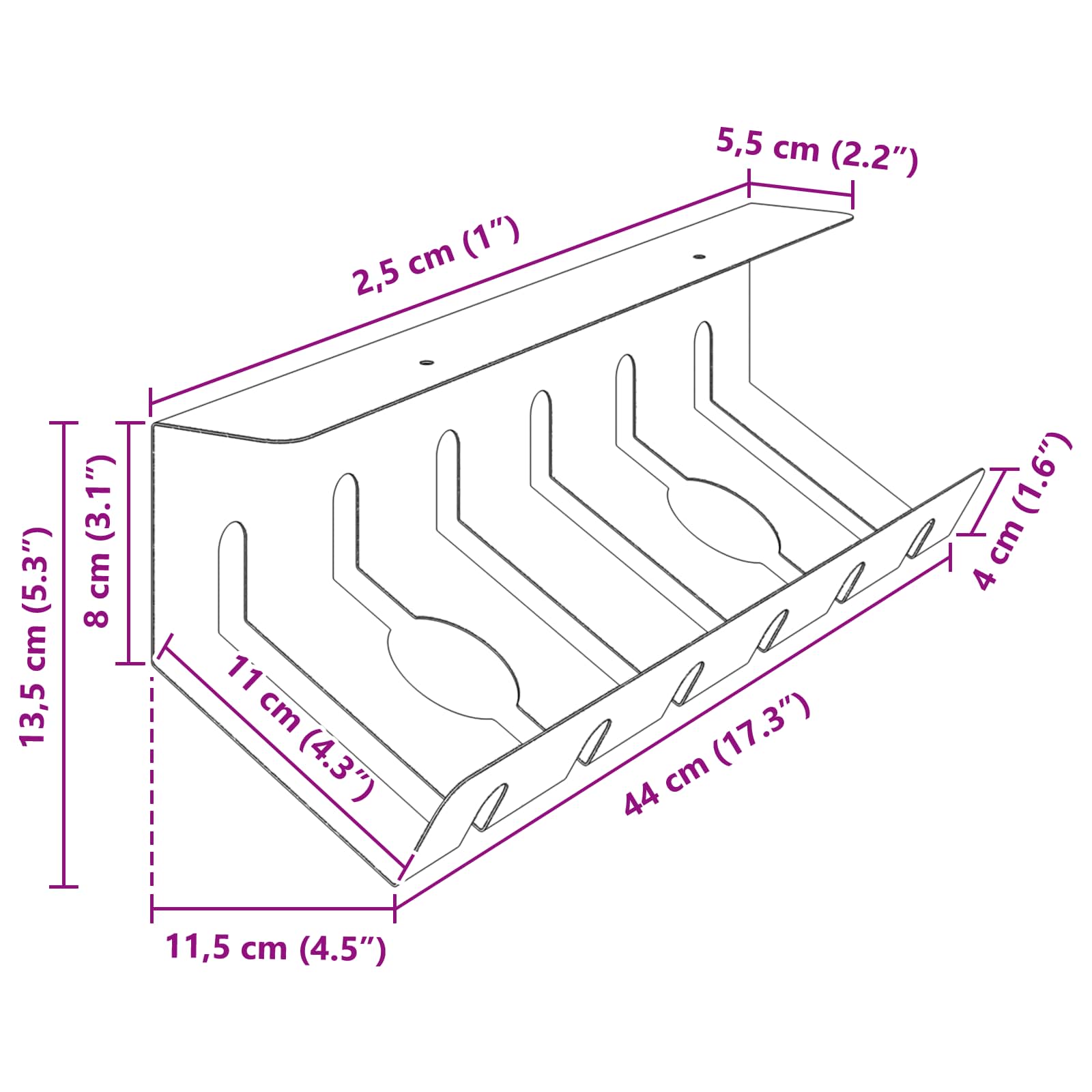 Unter dem Schreibtisch Kabelmanagement Tray 2 Stk. Anthrazit