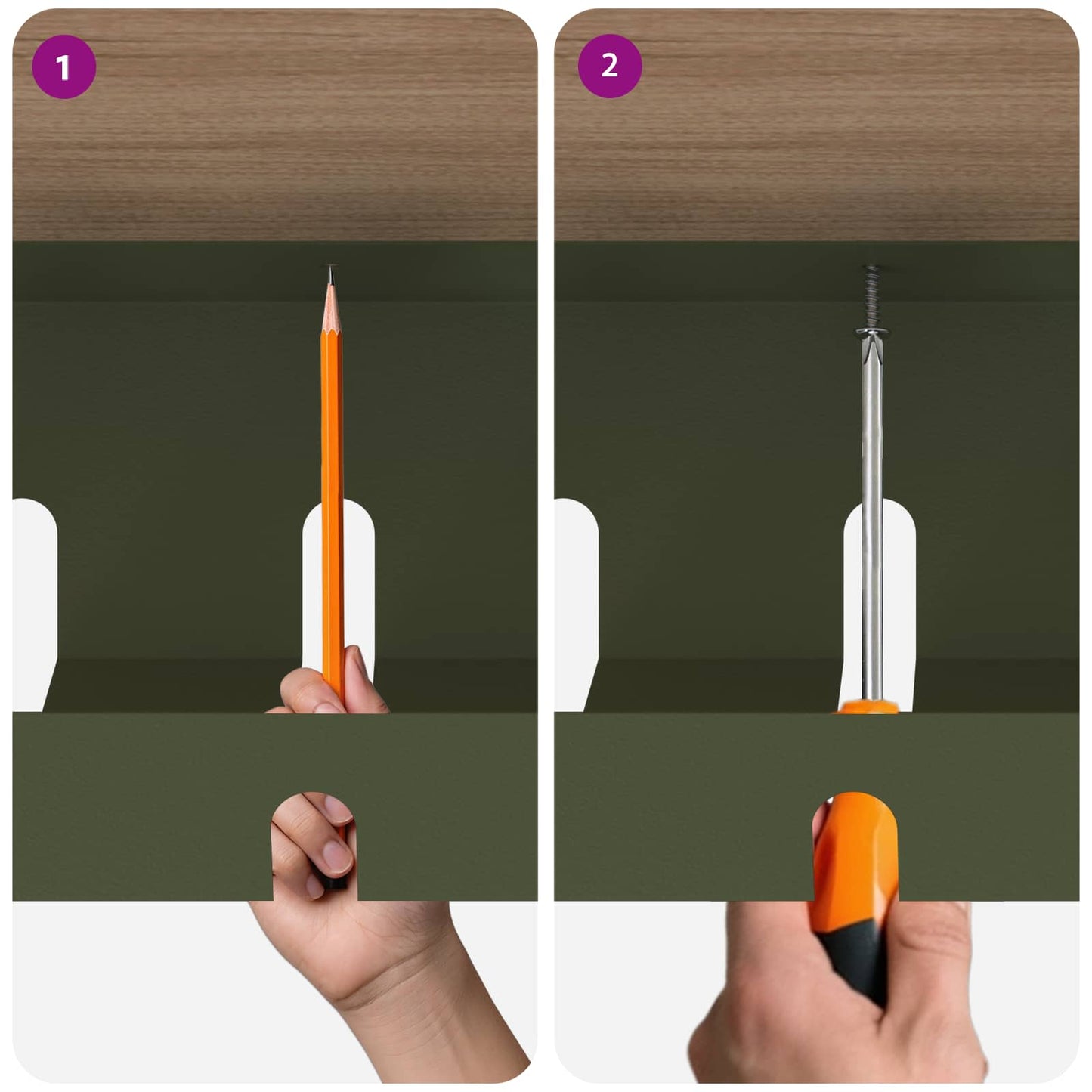 Unter dem Schreibtisch Kabelmanagement Tray 2 Stk. Olivgrün