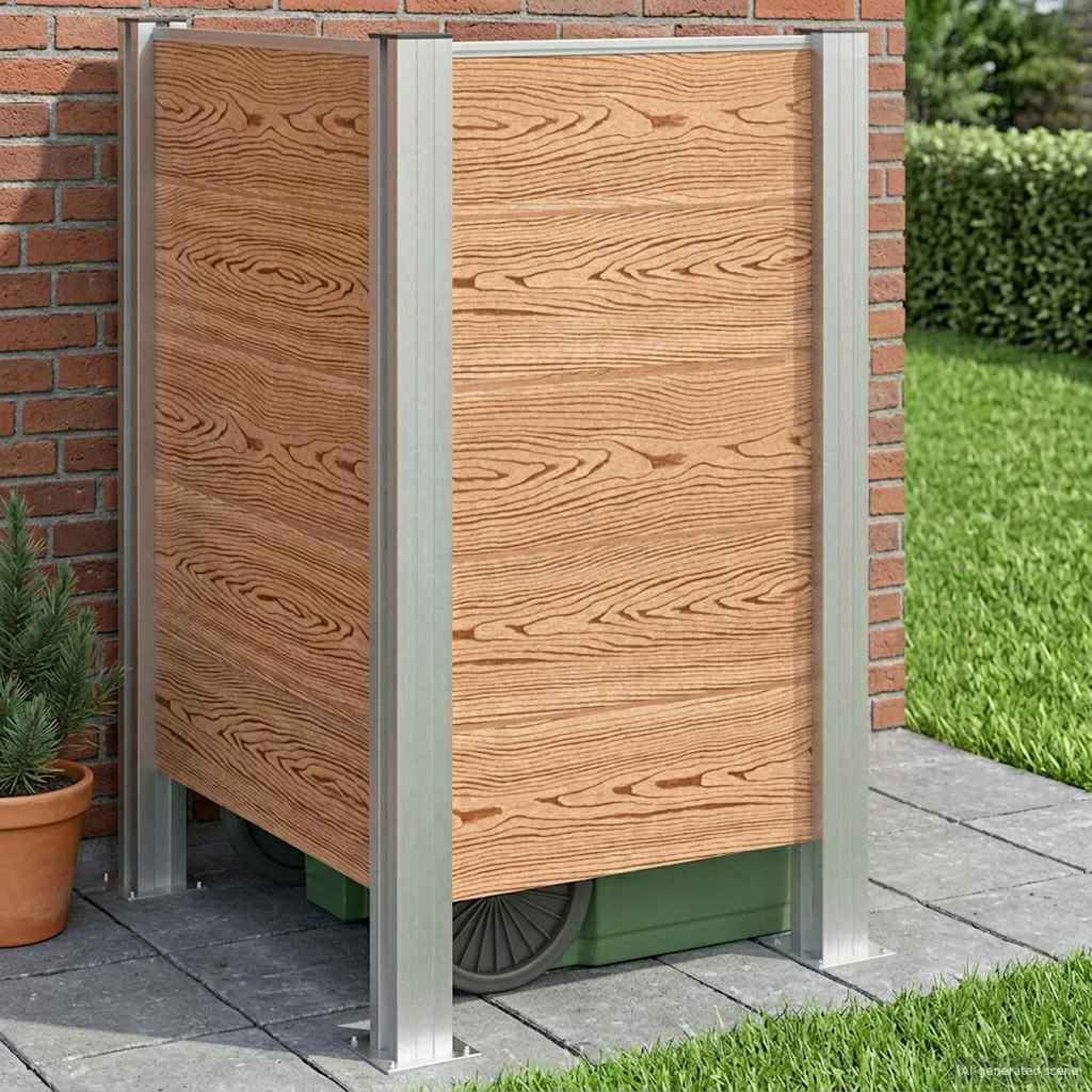 Mülltonnenzaun Braun 85 x 85 x 115 cm Aluminium and WPC