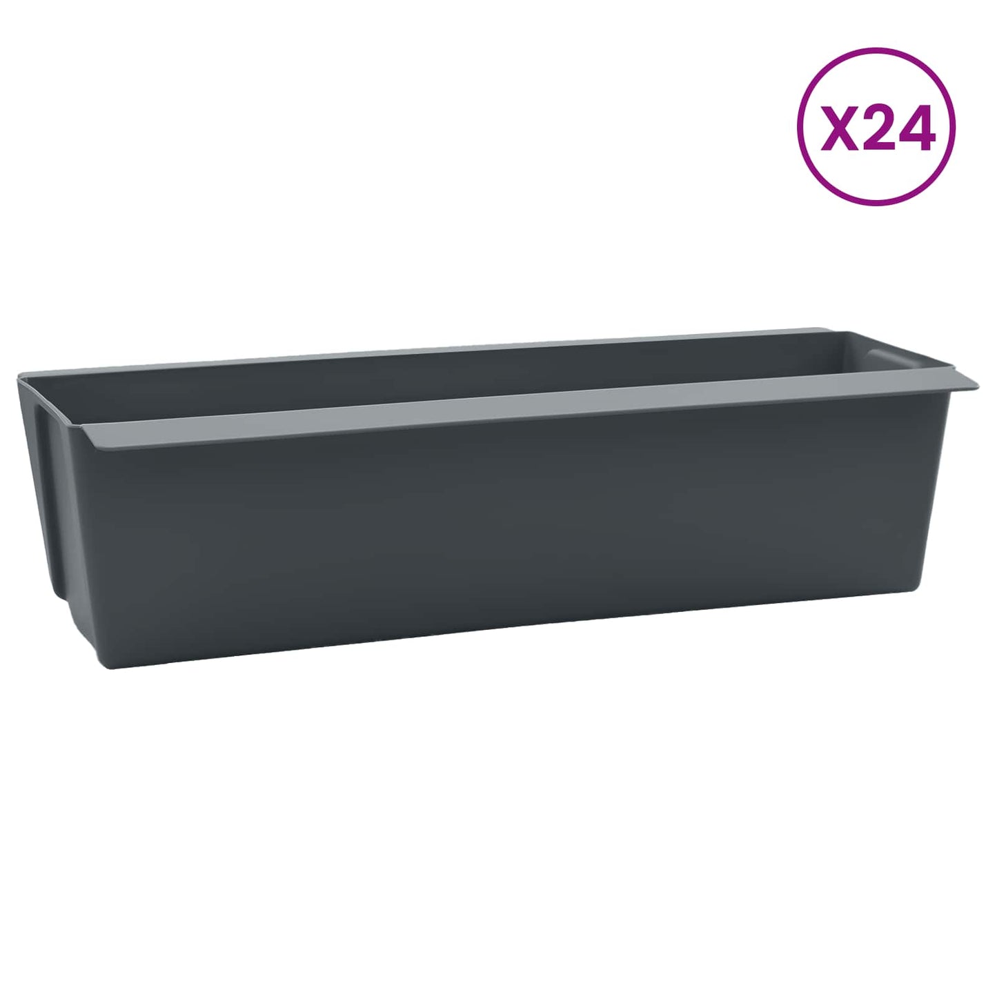 Blumenboxen für Euro-Paletten 24 stk. Grau 36 x 13,5 x 9,5 cm