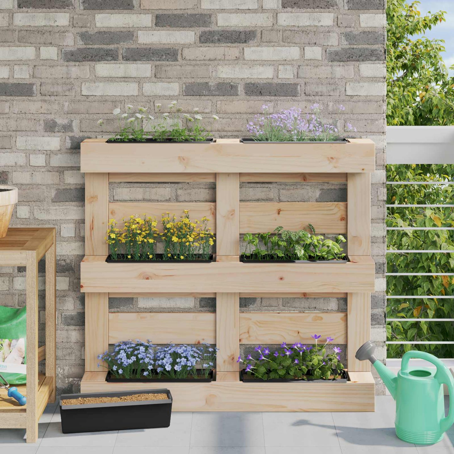 Blumenboxen für Euro-Paletten 24 stk. Schwarz Polypropylen