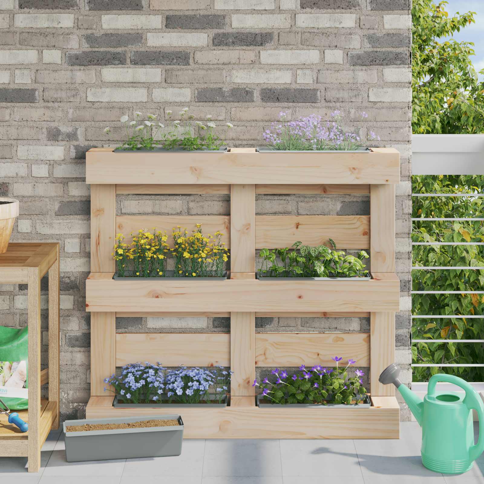 Blumenboxen für Euro-Paletten 24 stk. Hellgrau Polypropylen
