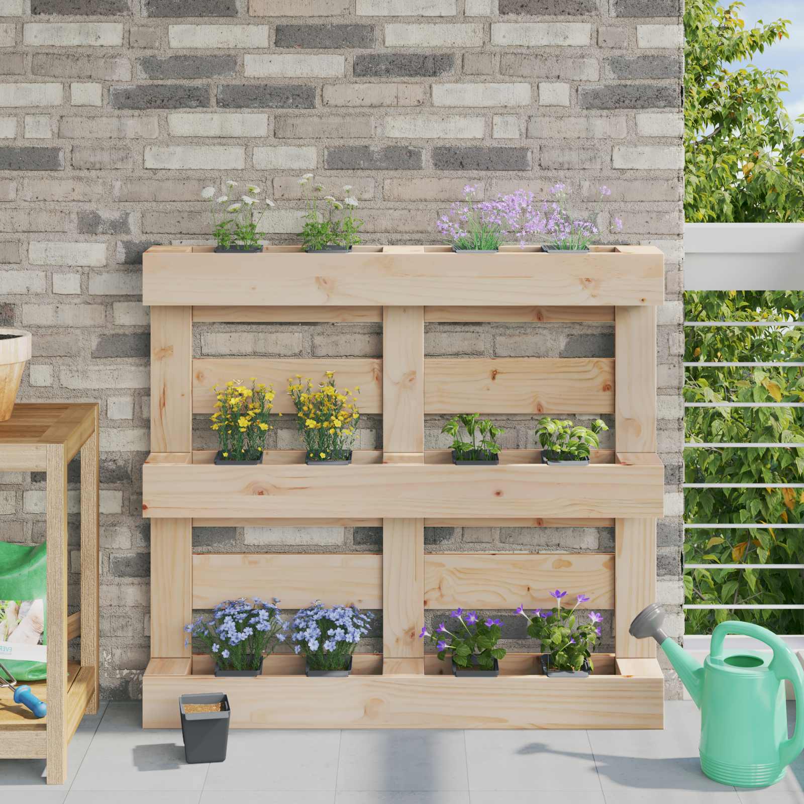 Blumenboxen für Euro-Paletten 24 stk. Grau 13,5 x 9 x 9,5 cm