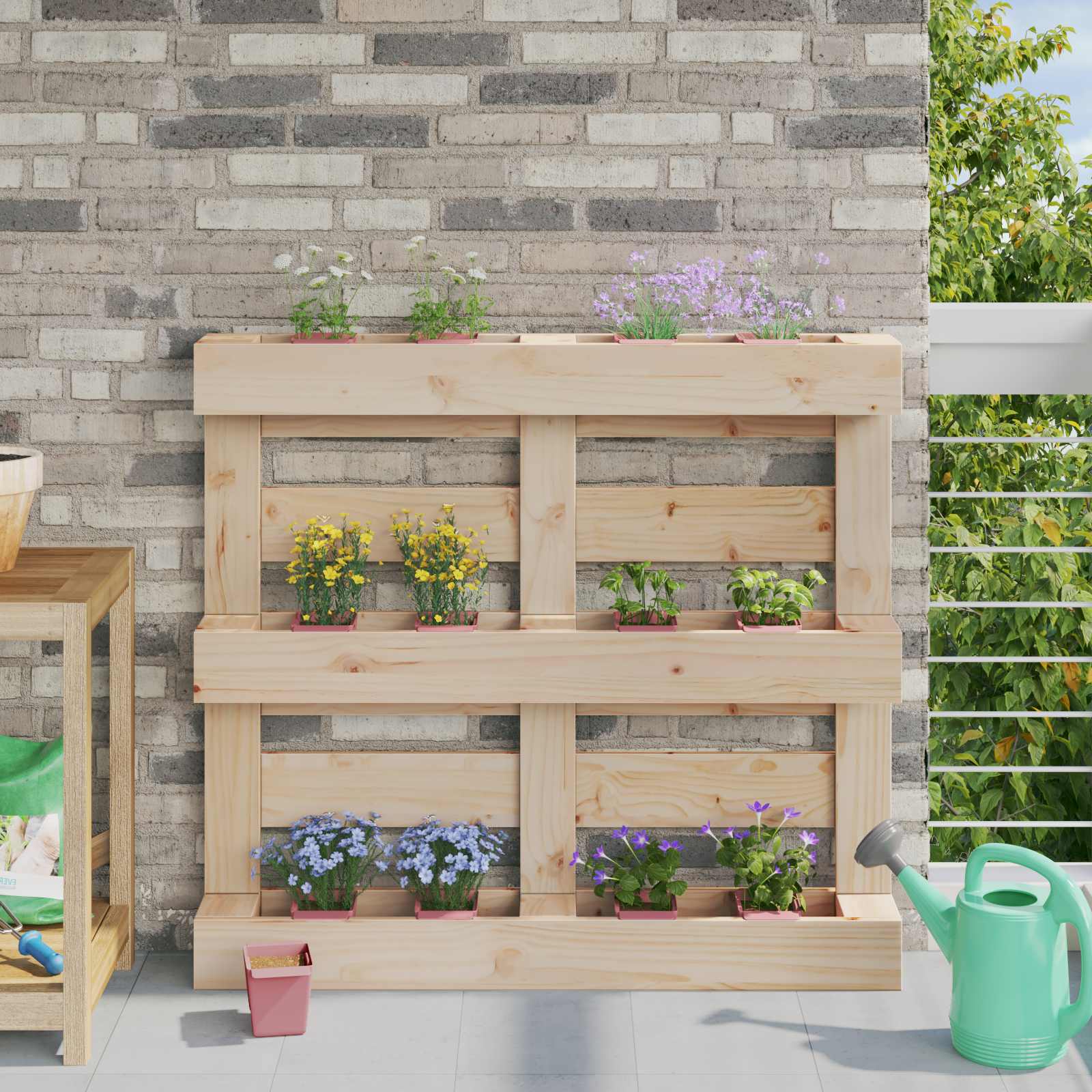 Blumenboxen für Euro-Paletten 24 stk. Braun 13,5 x 9 x 9,5 cm