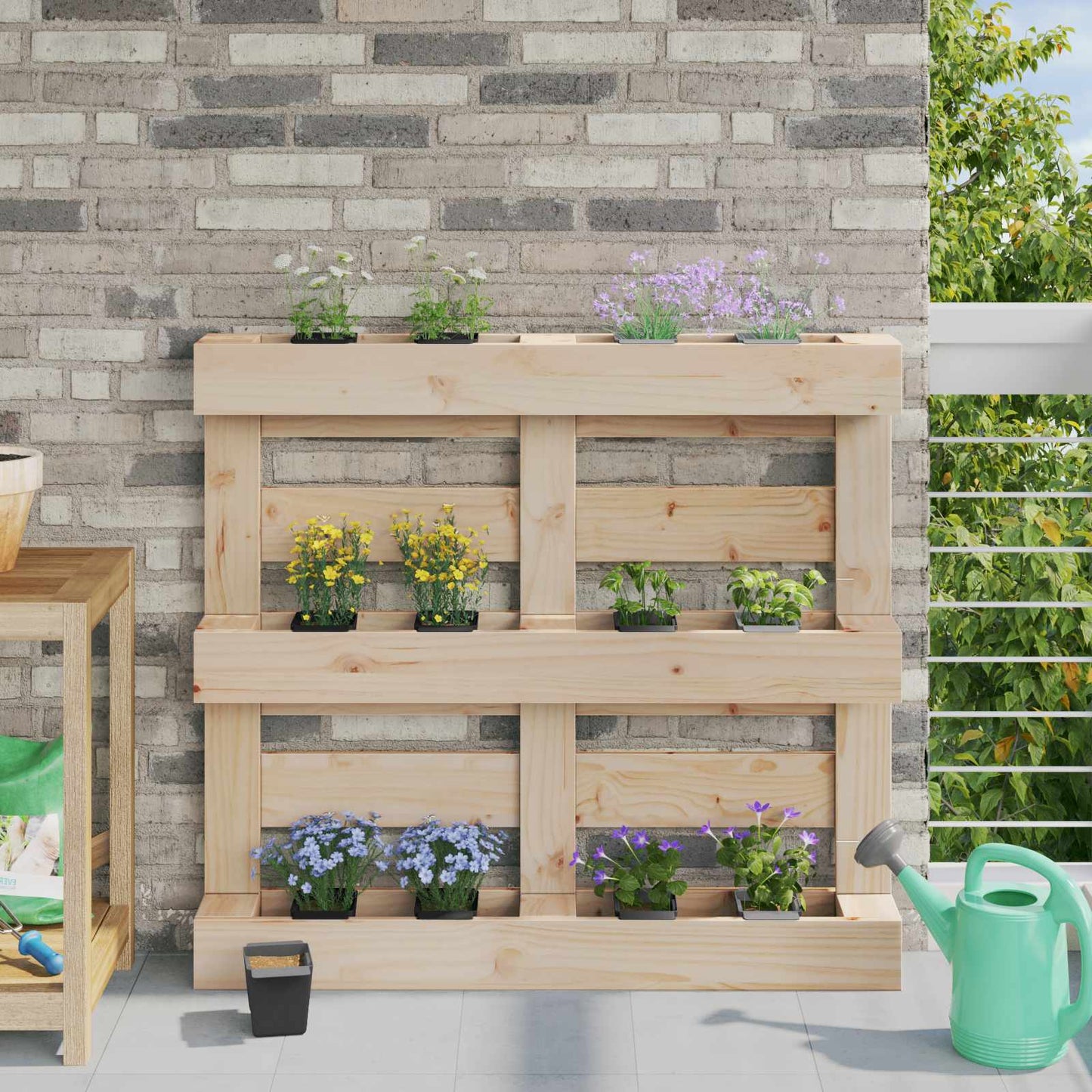 Blumenboxen für Euro-Paletten 24 stk. Schwarz 13,5 x 9 x 9,5 cm
